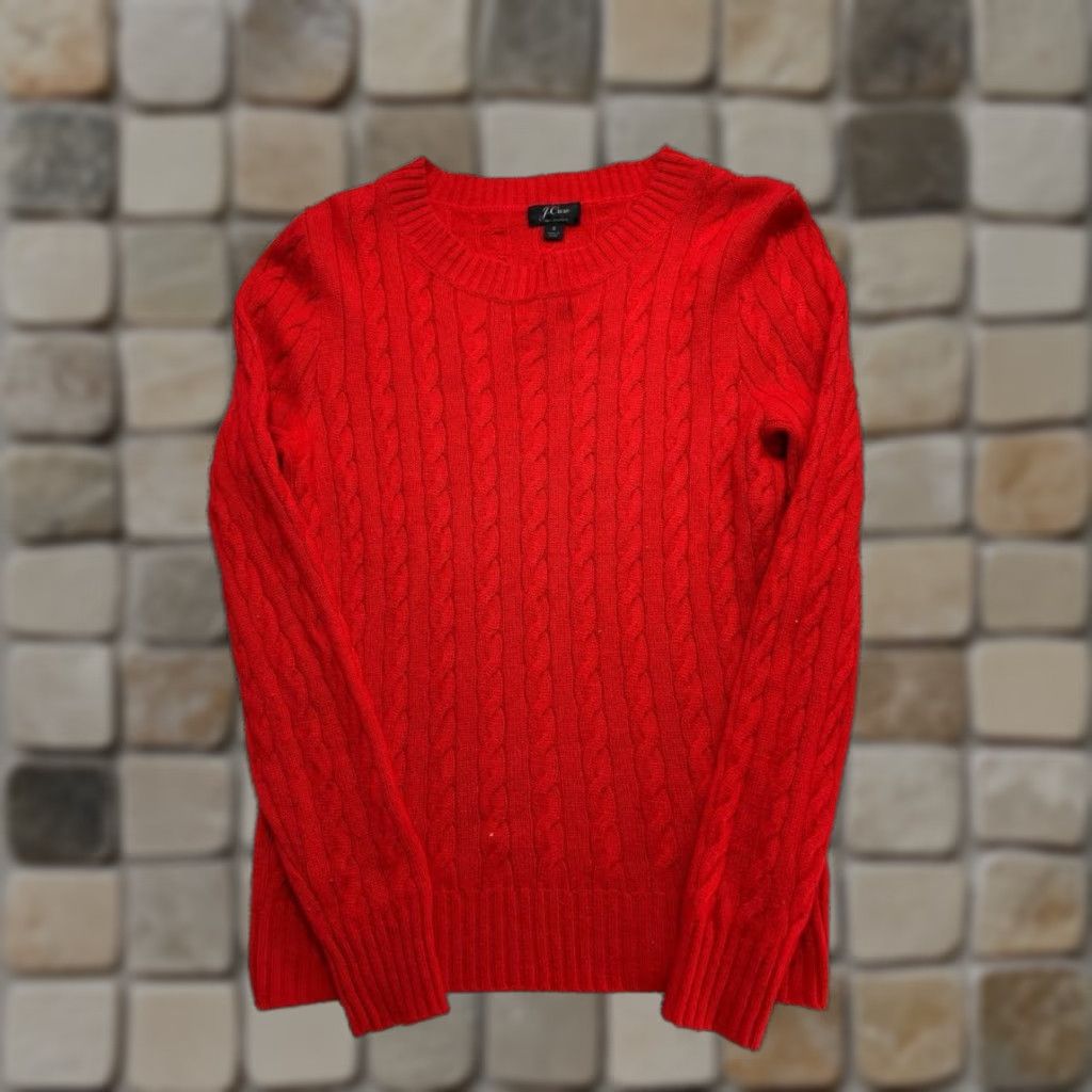 J.Crew J.Crew Sweater Shirt Womens Small Red Cashmere Cable Knit Pullover Casual Pullover Crew Neck Knit Regular S Red Womens 90s? Size S / US 4 / IT 40 - 1 Thumbnail