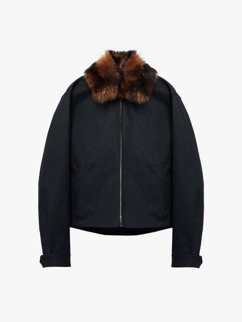 Alexander McQueen o1w1db11025 Shearling Detail Blouson in Black Size US M / EU 48-50 / 2 - 1 Thumbnail