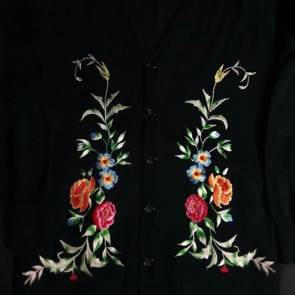 Other Vintage Ades Floral Embroidered Cardigan Sweater Size S / US 4 / IT 40 - 2 Thumbnail