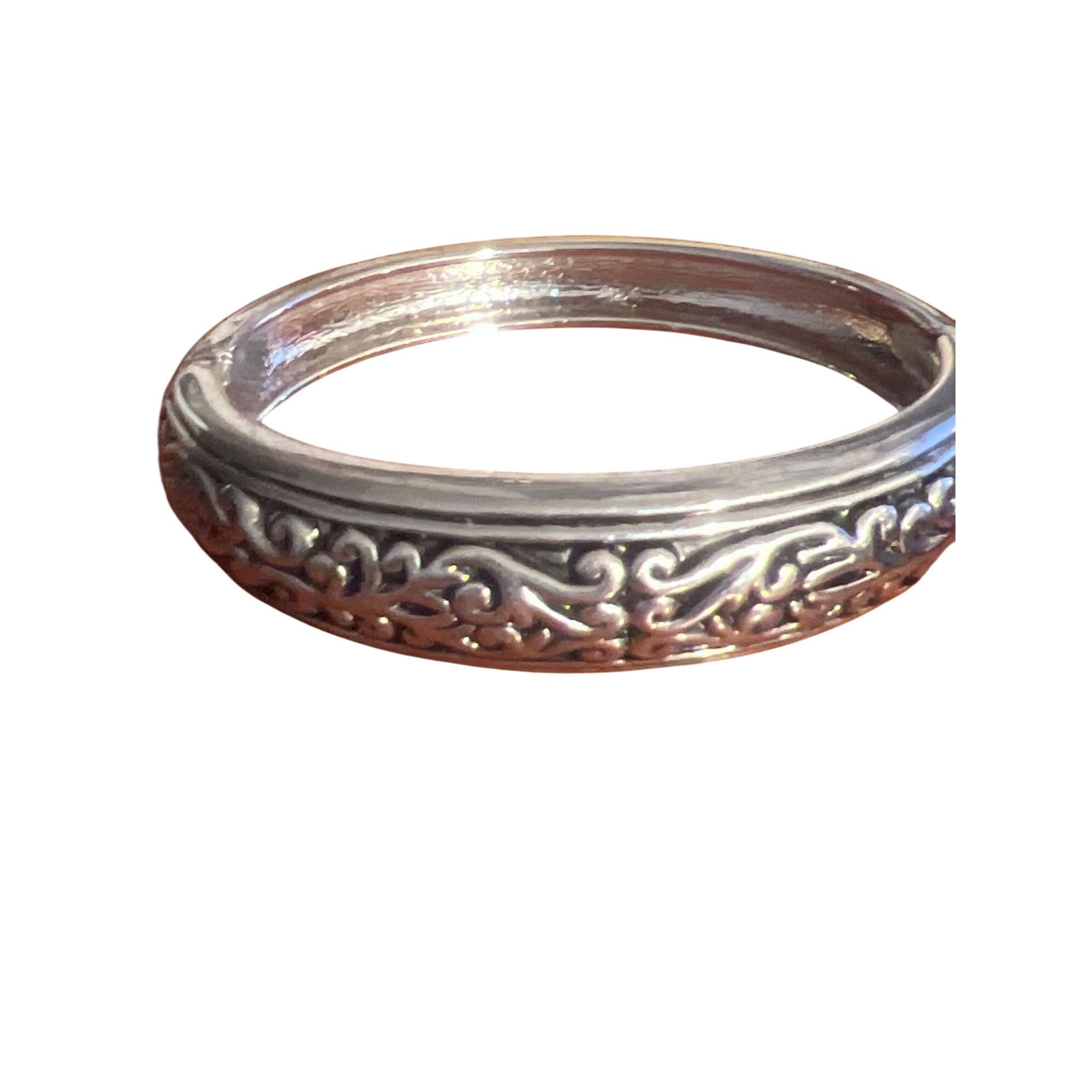 Other Vintage Silver Tone Clamper Bangle Bracelet Etched Scrollwor Size ONE SIZE - 4 Thumbnail