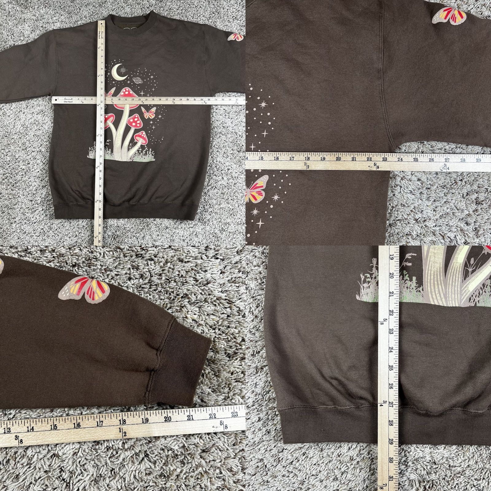 Gloverall Obsessive Love Sweatshirt Womens Large Brown All Over Graphic Crewneck Long Mushrooms Shrooms Trippy Oversized Bohemian Magical Size L / US 10 / IT 46 - 8 Thumbnail