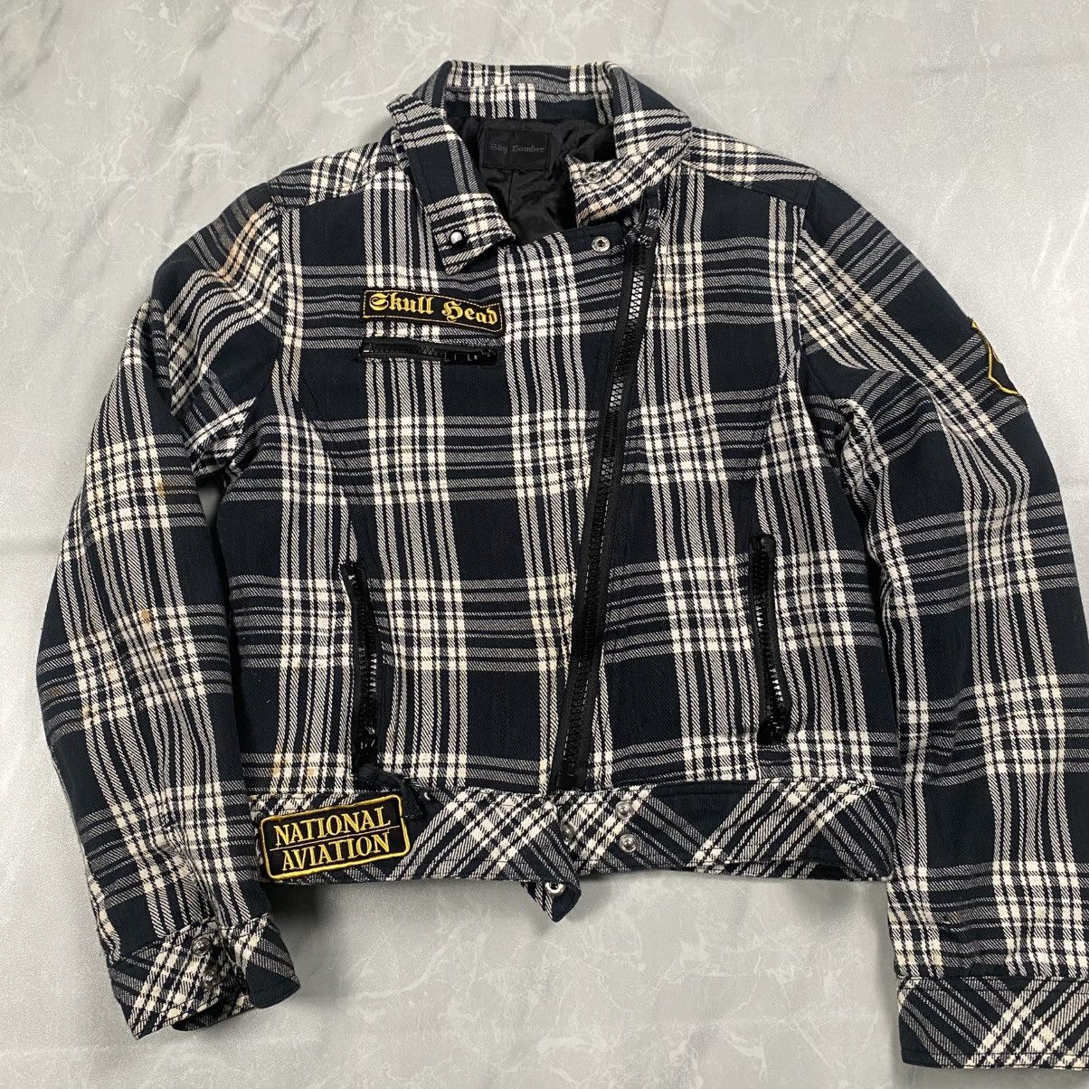 Japanese Brand Sky Bomber Japan Tartan Goth Punk Crop Jacket Size S / US 4 / IT 40 - 5 Thumbnail