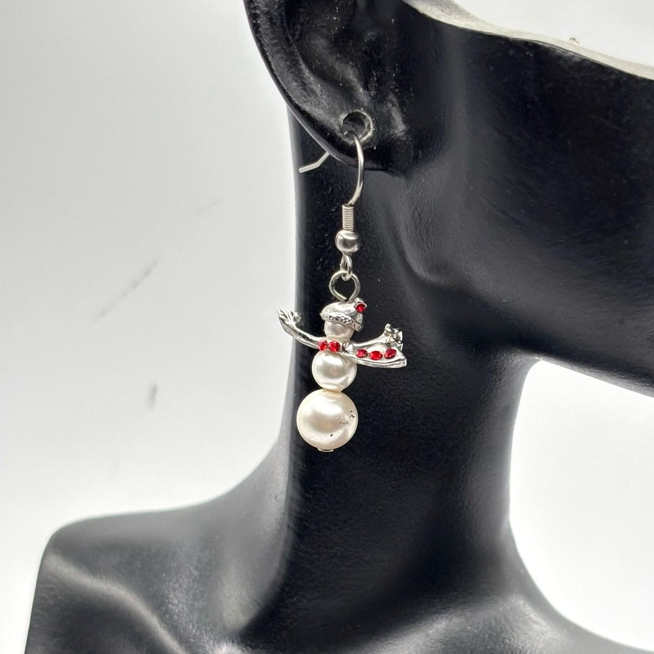 Other Silver Pearl Snowman Earrings Size ONE SIZE - 1 Thumbnail