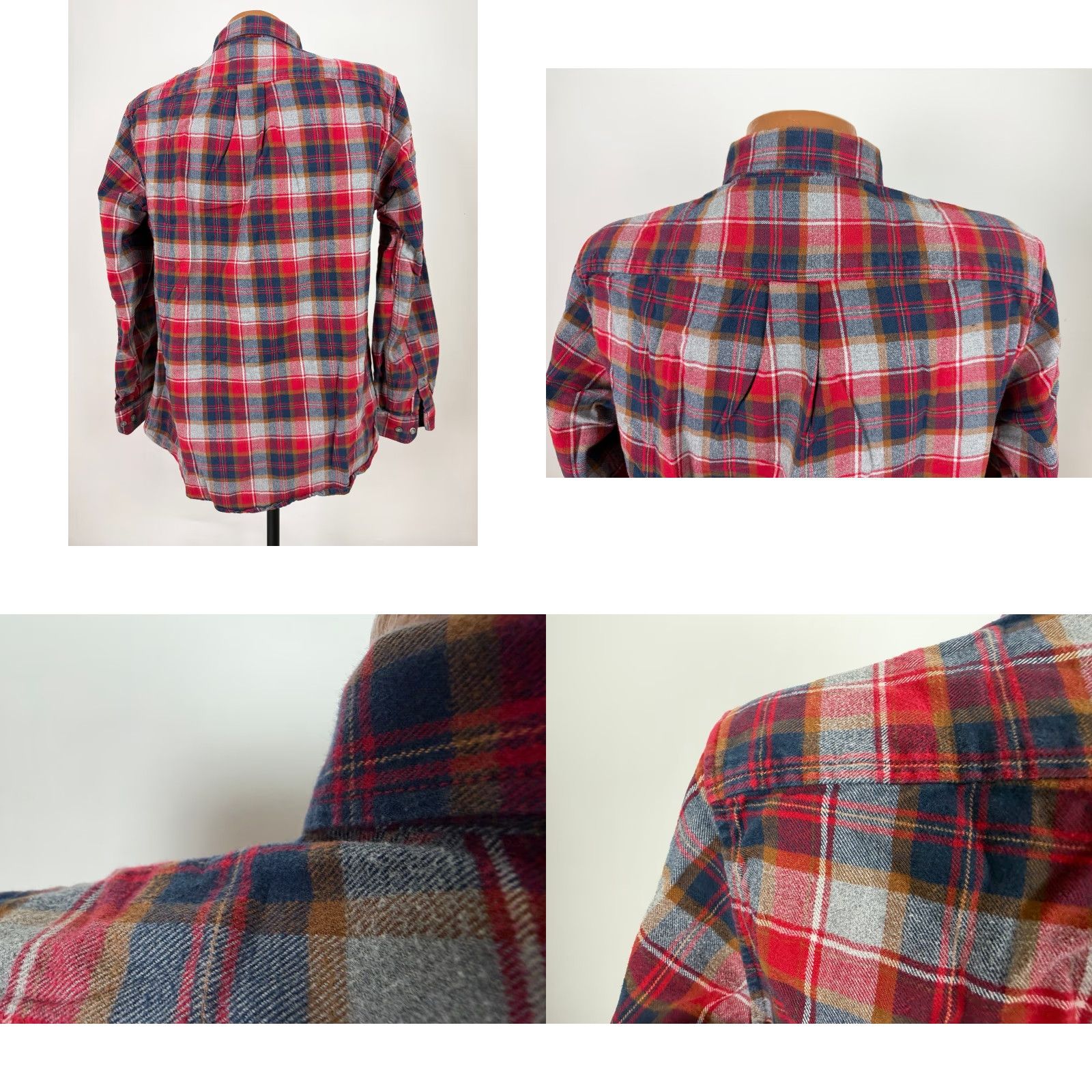Eddie Bauer Eddie Bauer Flannel Shirt Men Medium Gray Red Navy Plaid Heavy Cotton Relaxed Button-Up" Size US M / EU 48-50 / 2 - 8 Thumbnail