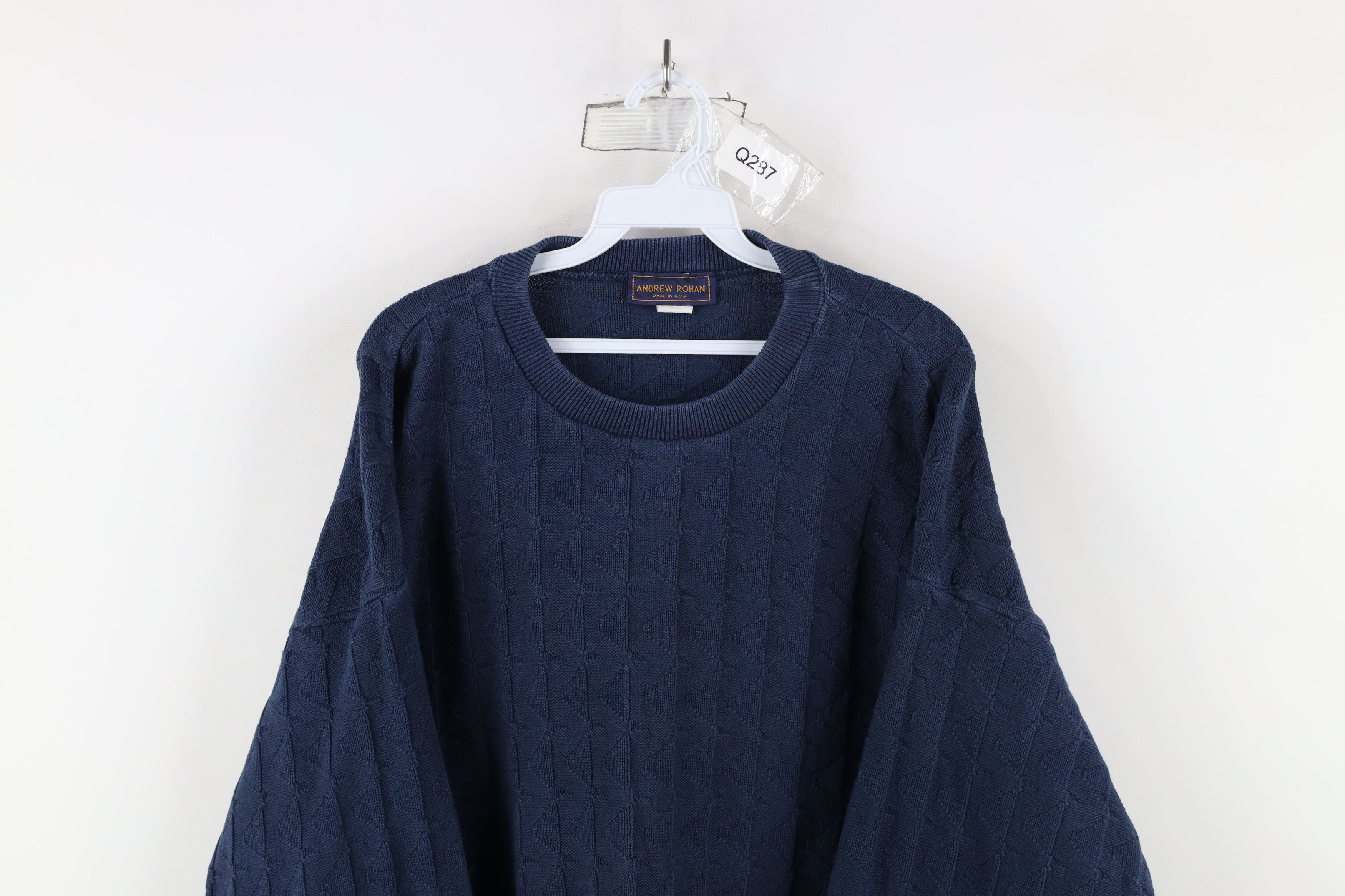 Vintage Vintage 90s Streetwear Wavy Knit Crewneck Sweater Blue USA Size US L / EU 52-54 / 3 - 2 Thumbnail