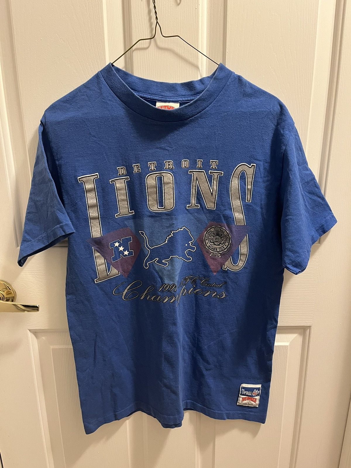 image of Detroit Lions Nutmeg T Shirt 1991 Championship in Blue, Men's (Size Large)