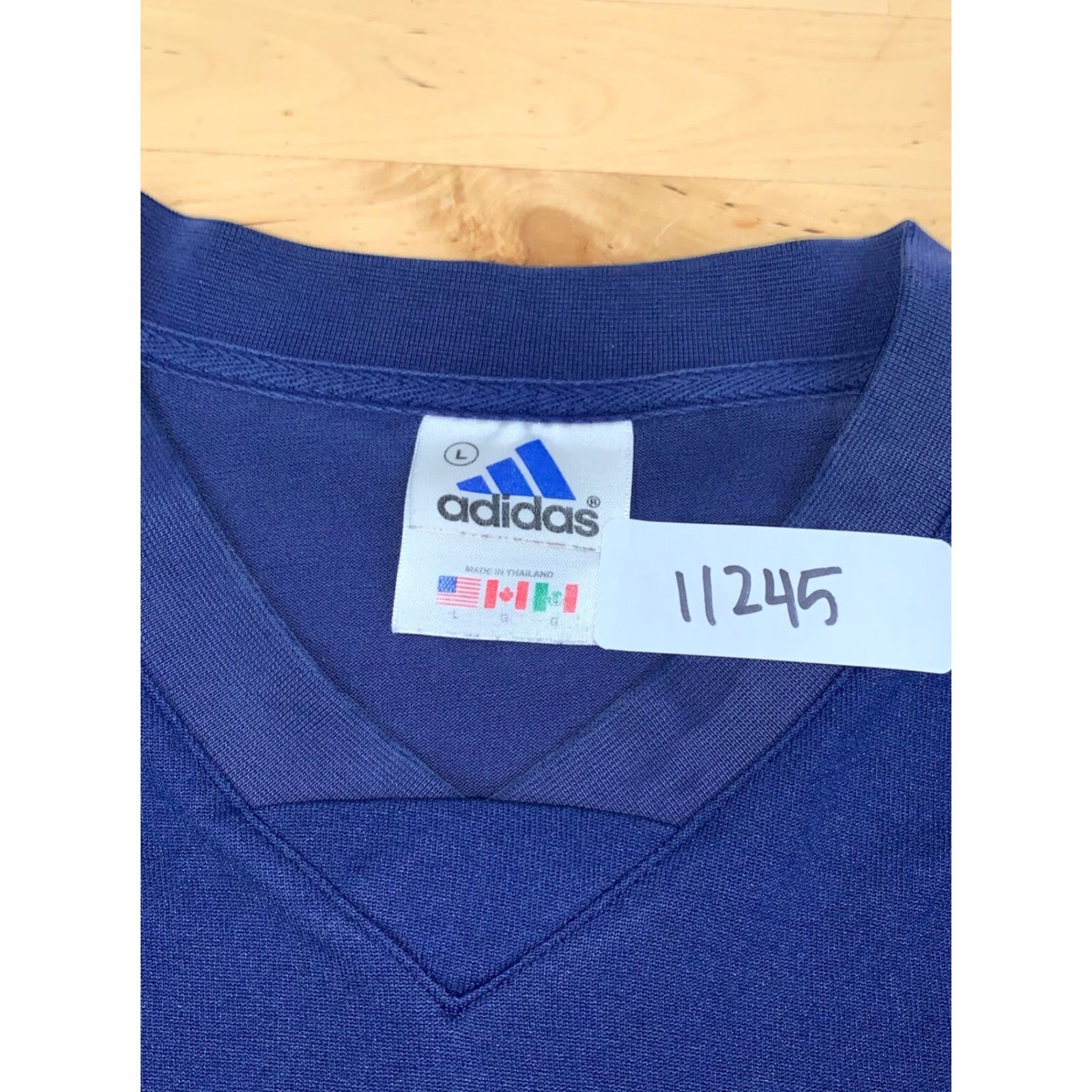 Adidas VINTAGE adidas Soccer Jersey Mens L Blue V Neck 3 Stripes Short Sleeve Pullover Jersey Size US L / EU 52-54 / 3 - 2 Thumbnail