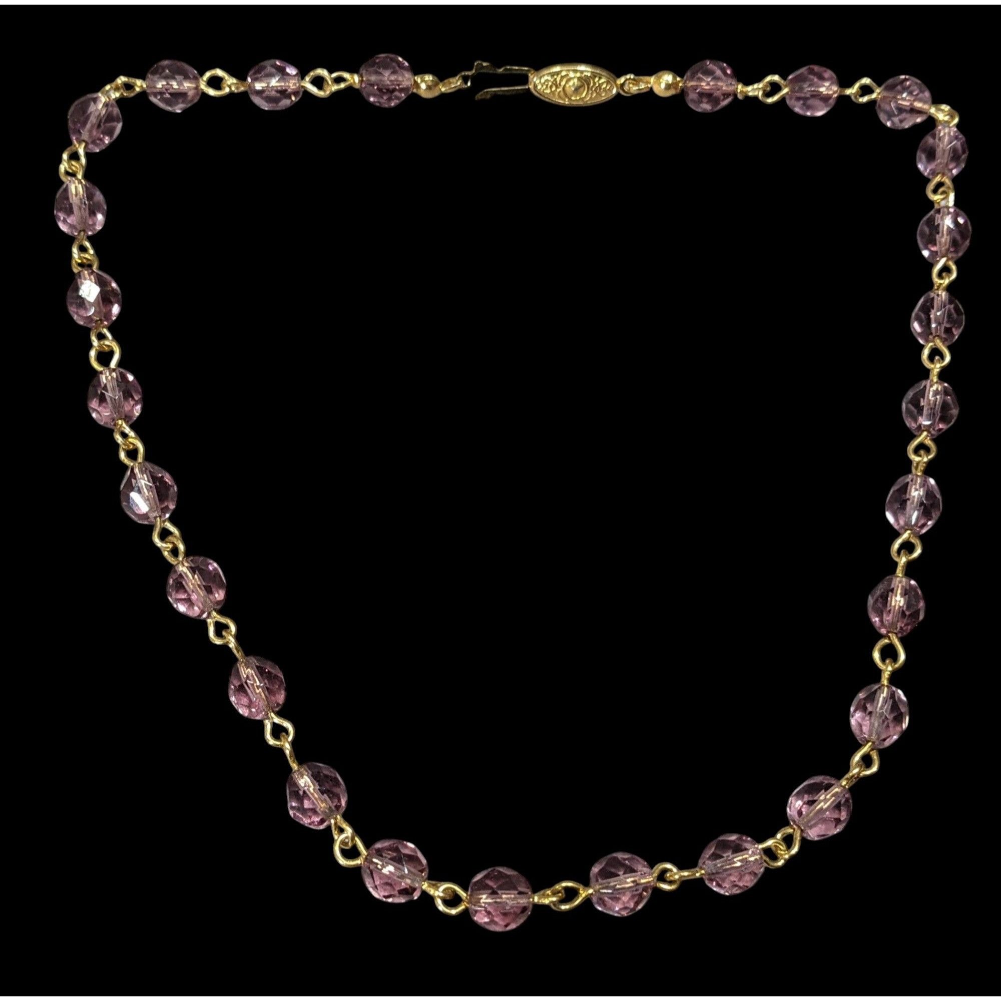 Other Elegant Regal Purple And Gold Tone Glass Beaded Necklace Size ONE SIZE - 1 Thumbnail