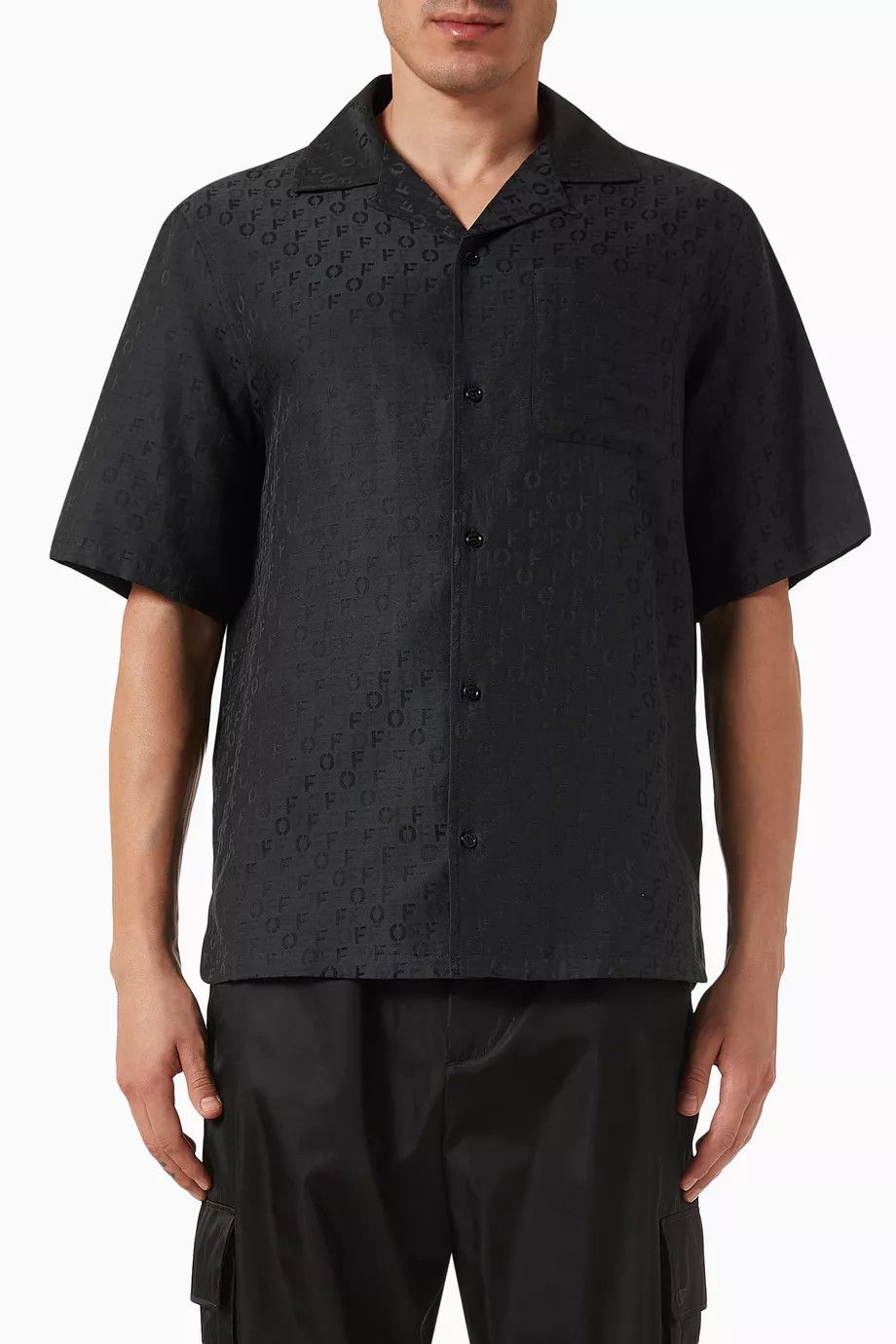 o1y0325 Logo Patterned Shirt in Black