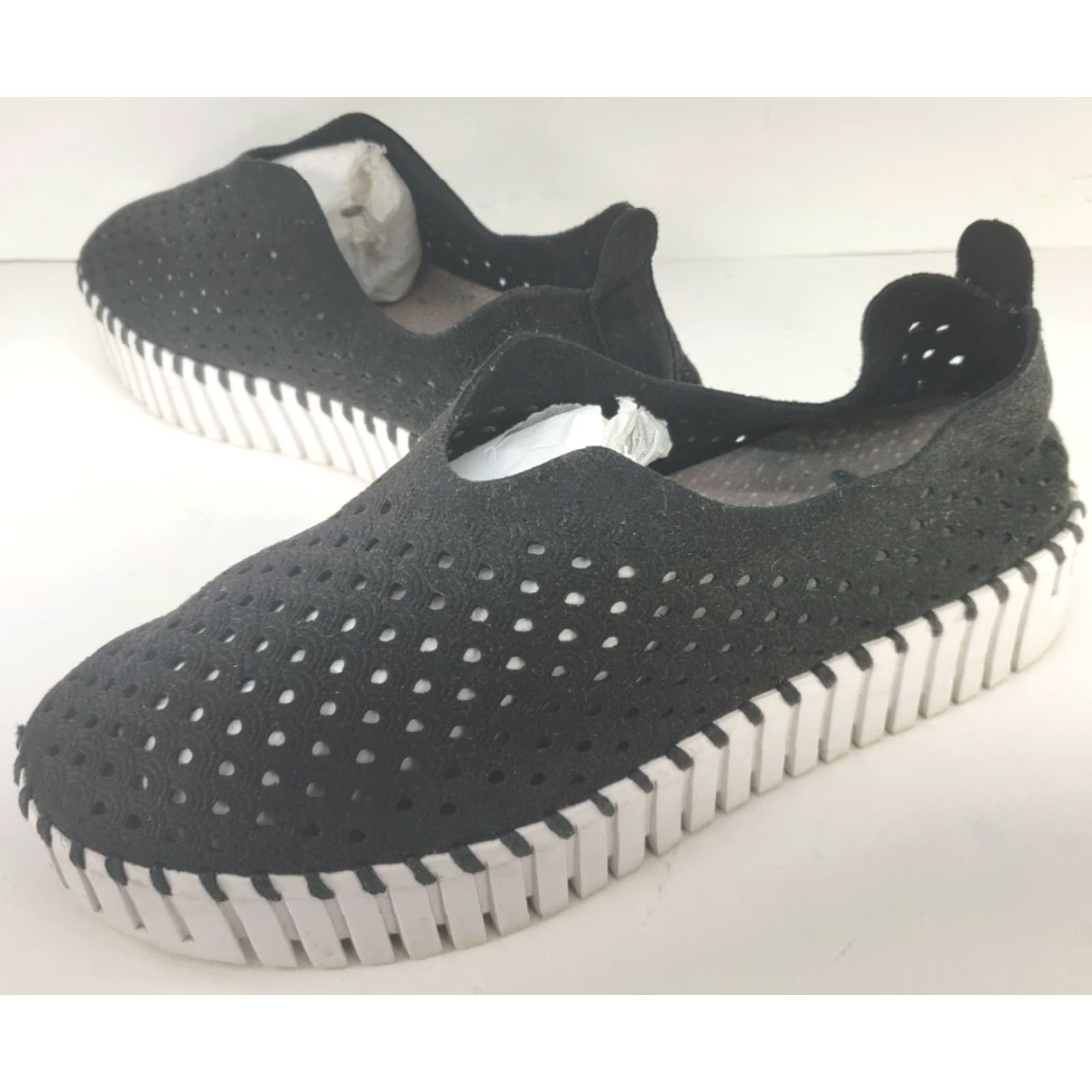 Ilse Jacobsen VINTAGE ILSE JACOBSEN Women's Tulip 3373 PLATFORM Perforated Slip On Black 7-7.5, 38EU Size US 5.5 / IT 35.5 - 2 Thumbnail