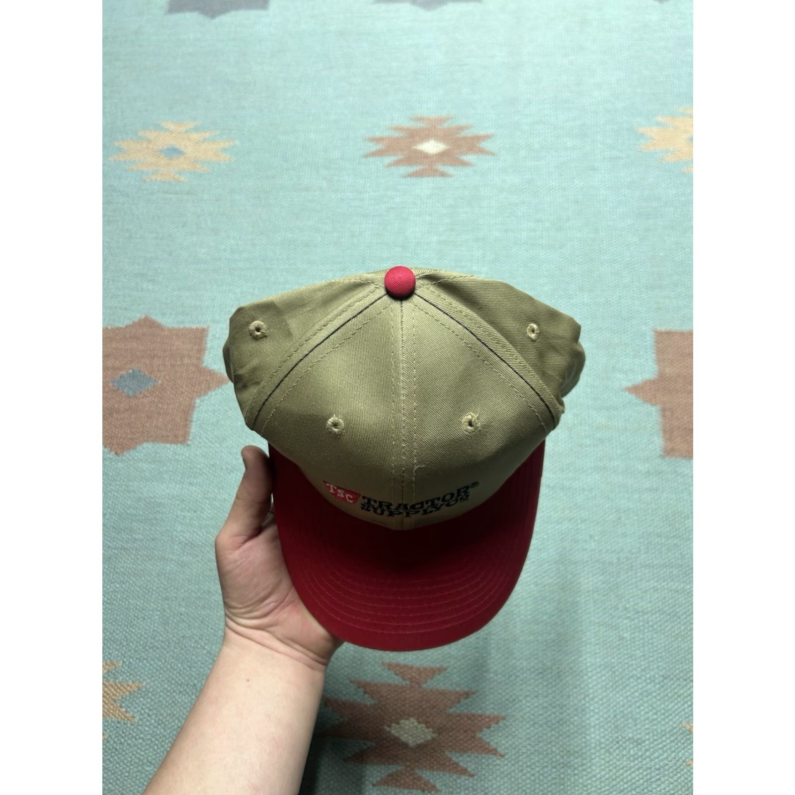 Vintage Tractor supply co snapback hat cap embroidered logo farm adjustable tan red Mens adjustable red hat cap embroidered logo farm Size ONE SIZE - 3 Thumbnail