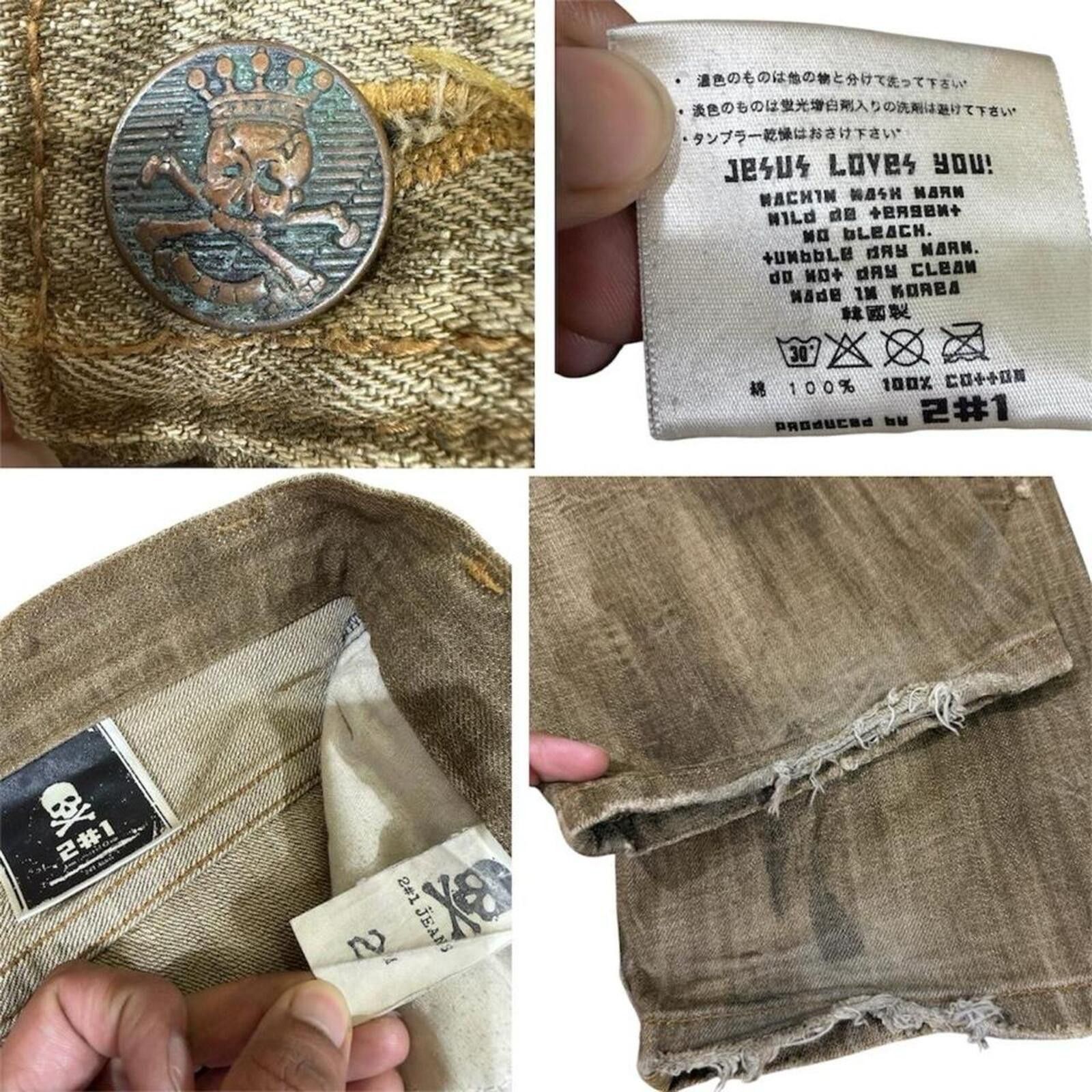 True Religion Y2K Vintage Rare 2#1 unique shade denim jeans Size 33" - 7 Thumbnail