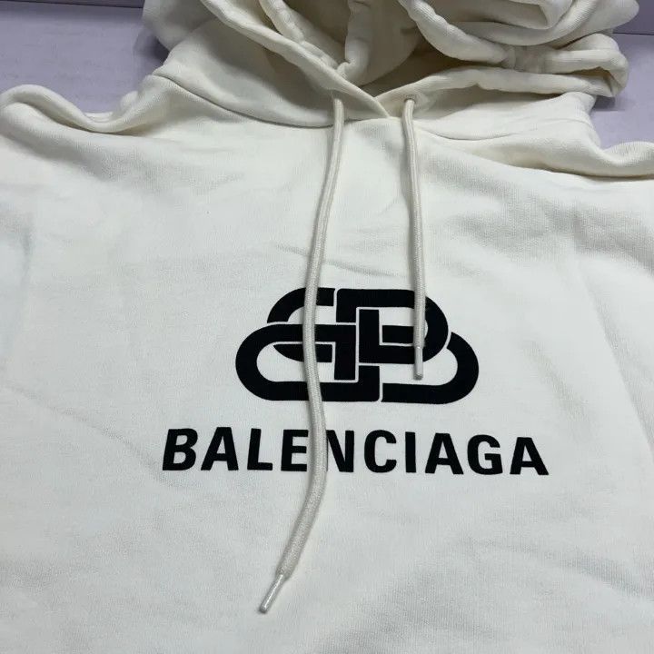 Balenciaga Balenciaga White BB Logo Hooded Sweatshirt 0079-2507 Size M / US 6-8 / IT 42-44 - 9 Thumbnail