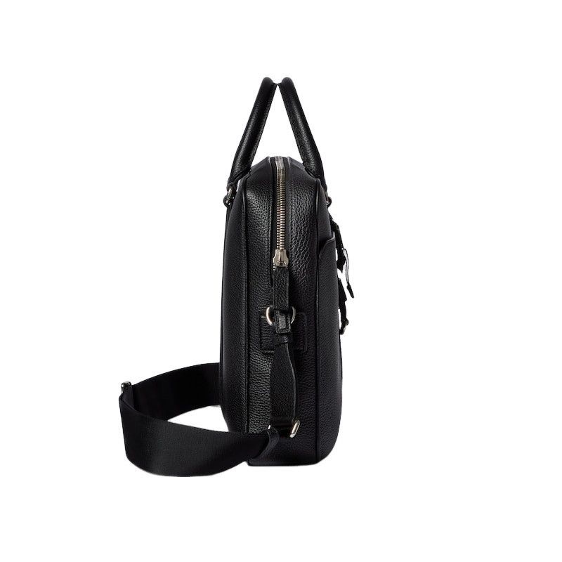 Gucci GUCCI $3450 Black Soft Medium Leather With Web Briefcase Bag Size ONE SIZE - 4 Thumbnail