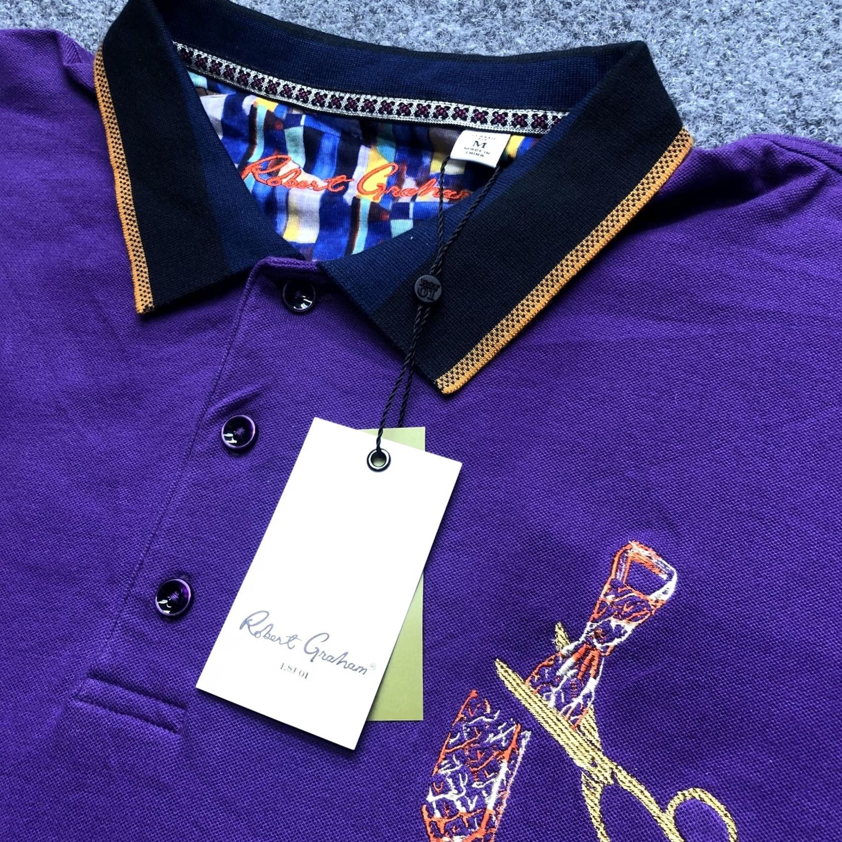 Robert Graham Robert Graham Polo Shirt Mens M Purple Embroidered Scissors Short Sleeve Size US M / EU 48-50 / 2 - 4 Thumbnail