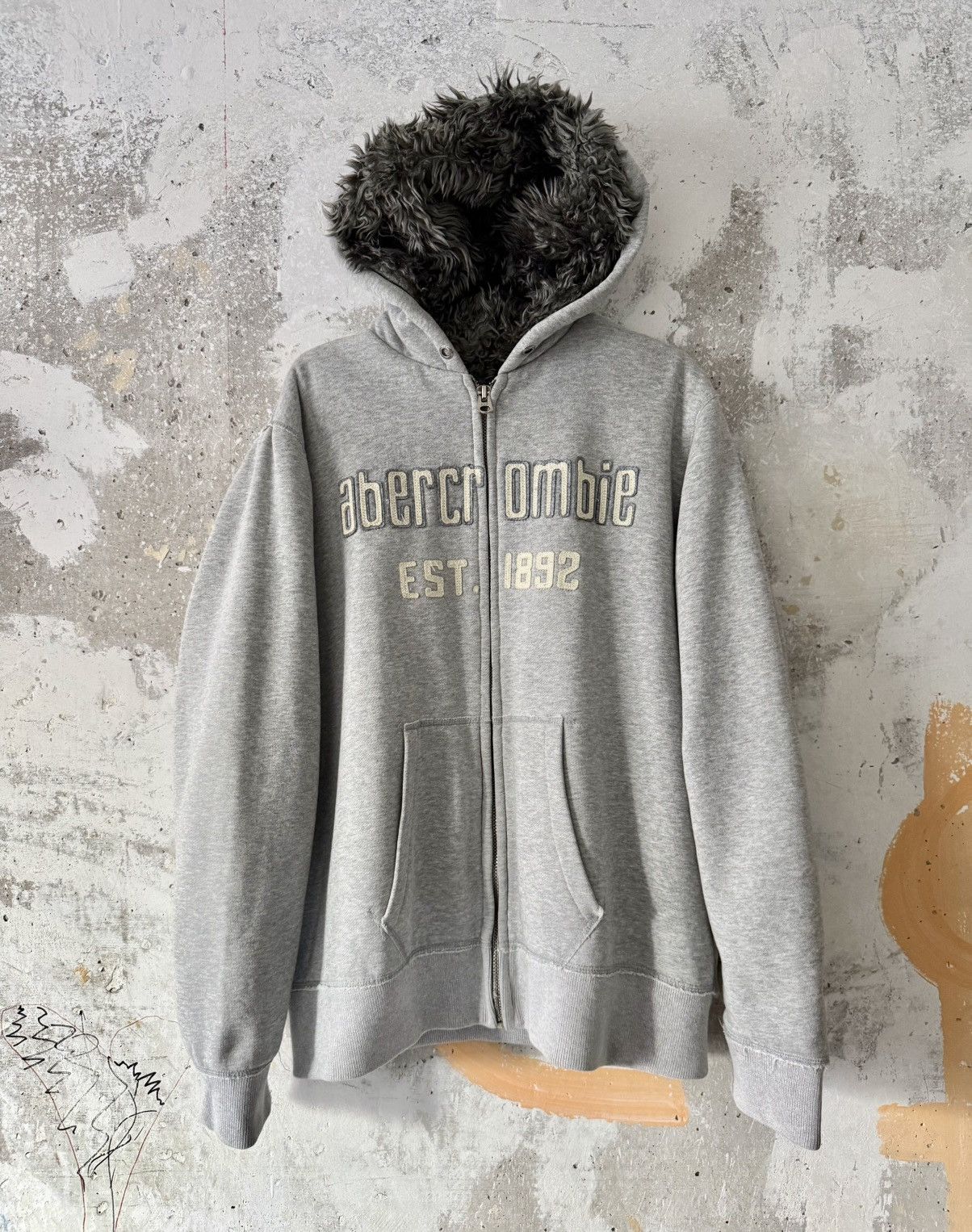 Big Logo Eco Fur Zip-Up Blouson Hoodie Big Logo Eco Fur Zip-Up 