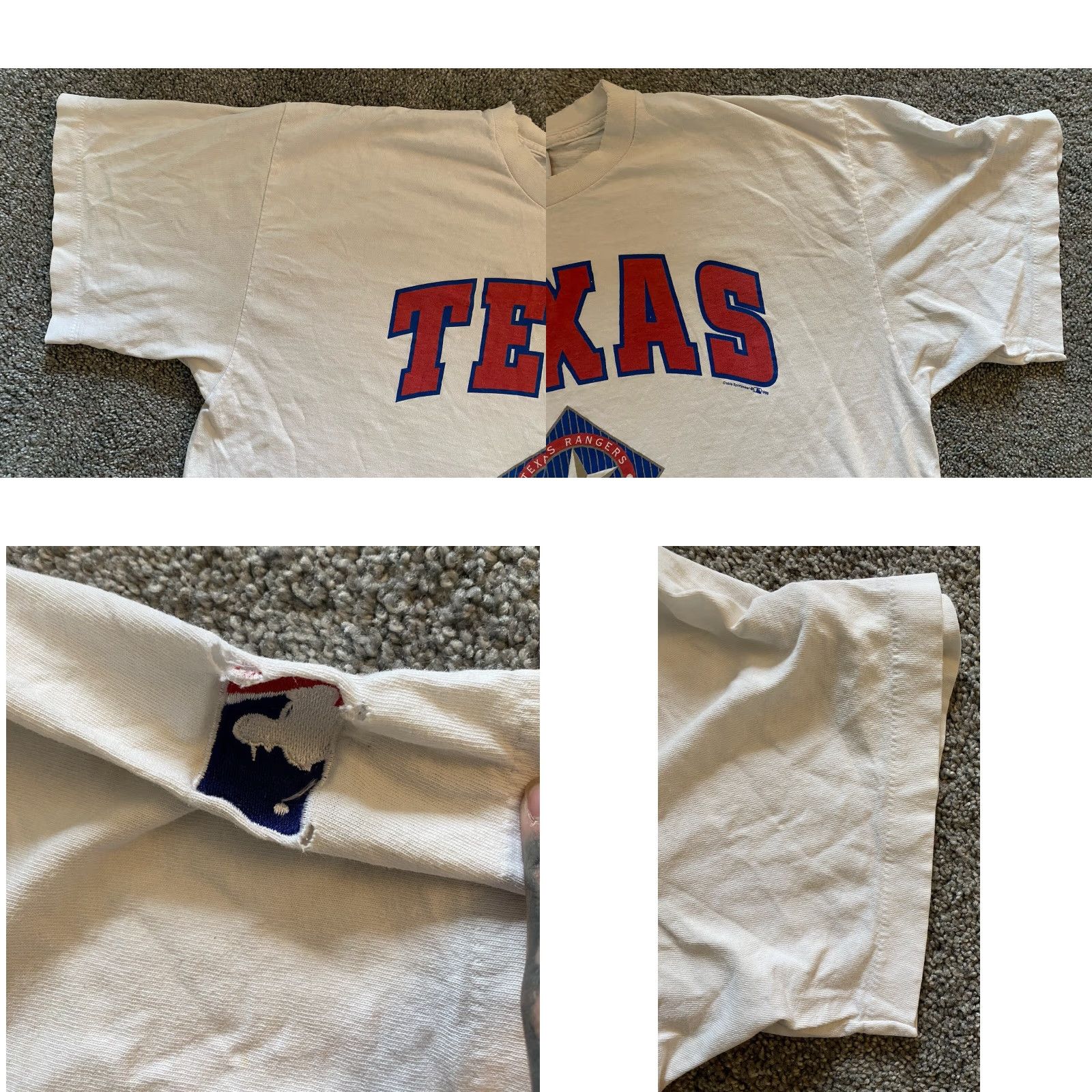 Vintage VINTAGE Crable Sportswear T-Shirt Men Large MLB Texas Rangers White 1990s 90s Sports Grunge USA Classic Hipster Single Stitch Short Sleeve Size US L / EU 52-54 / 3 - 8 Thumbnail