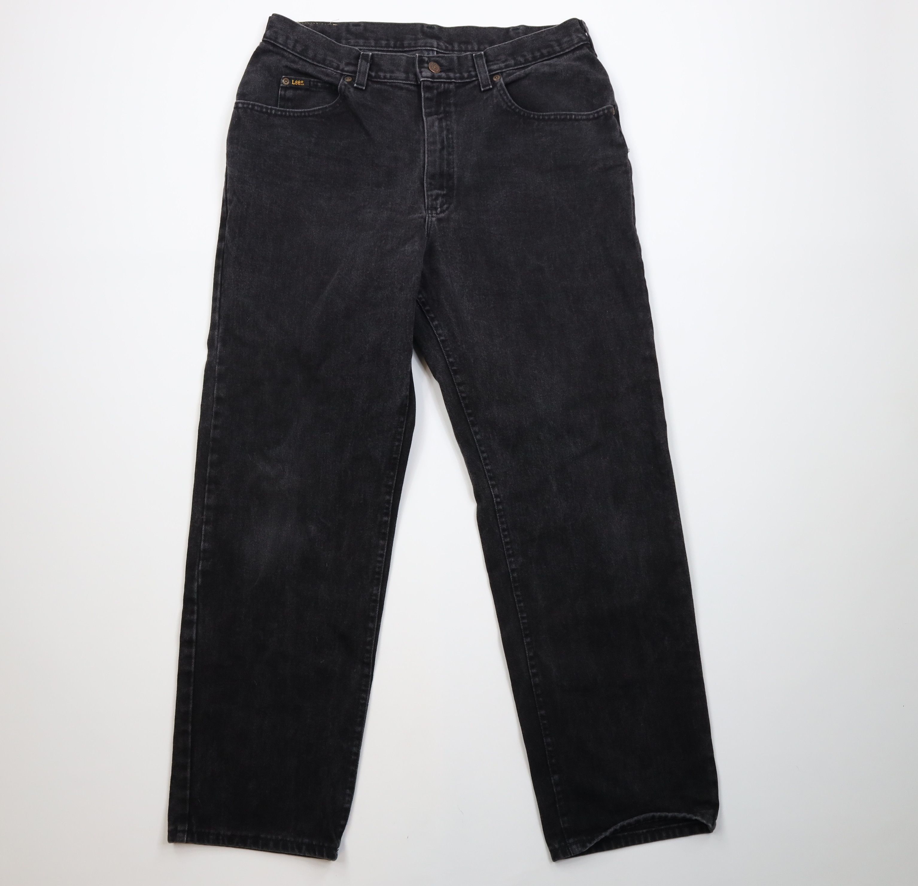 Lee Vintage 90s Lee Faded Straight Leg Denim Jeans Black Cotton Size US 34 / EU 50 - 1 Thumbnail