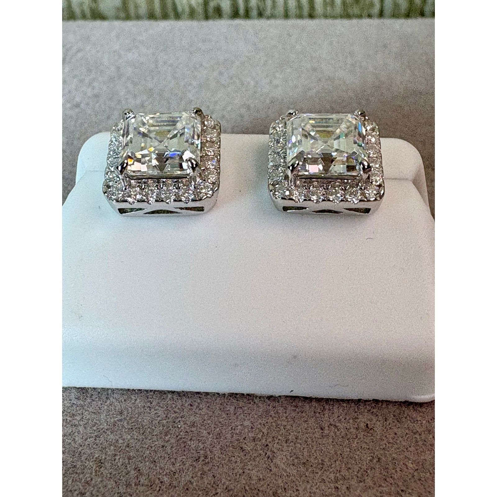 Jewelry Brilliant 4CTW Moissanite Asscher Cut 925 Silver Earrings Size ONE SIZE - 4 Thumbnail