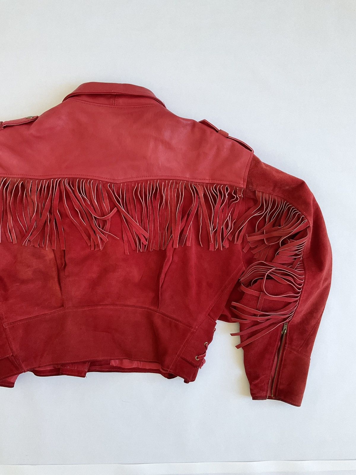 Vintage Vintage red leather jacket with bangs Size L / US 10 / IT 46 - 7 Thumbnail