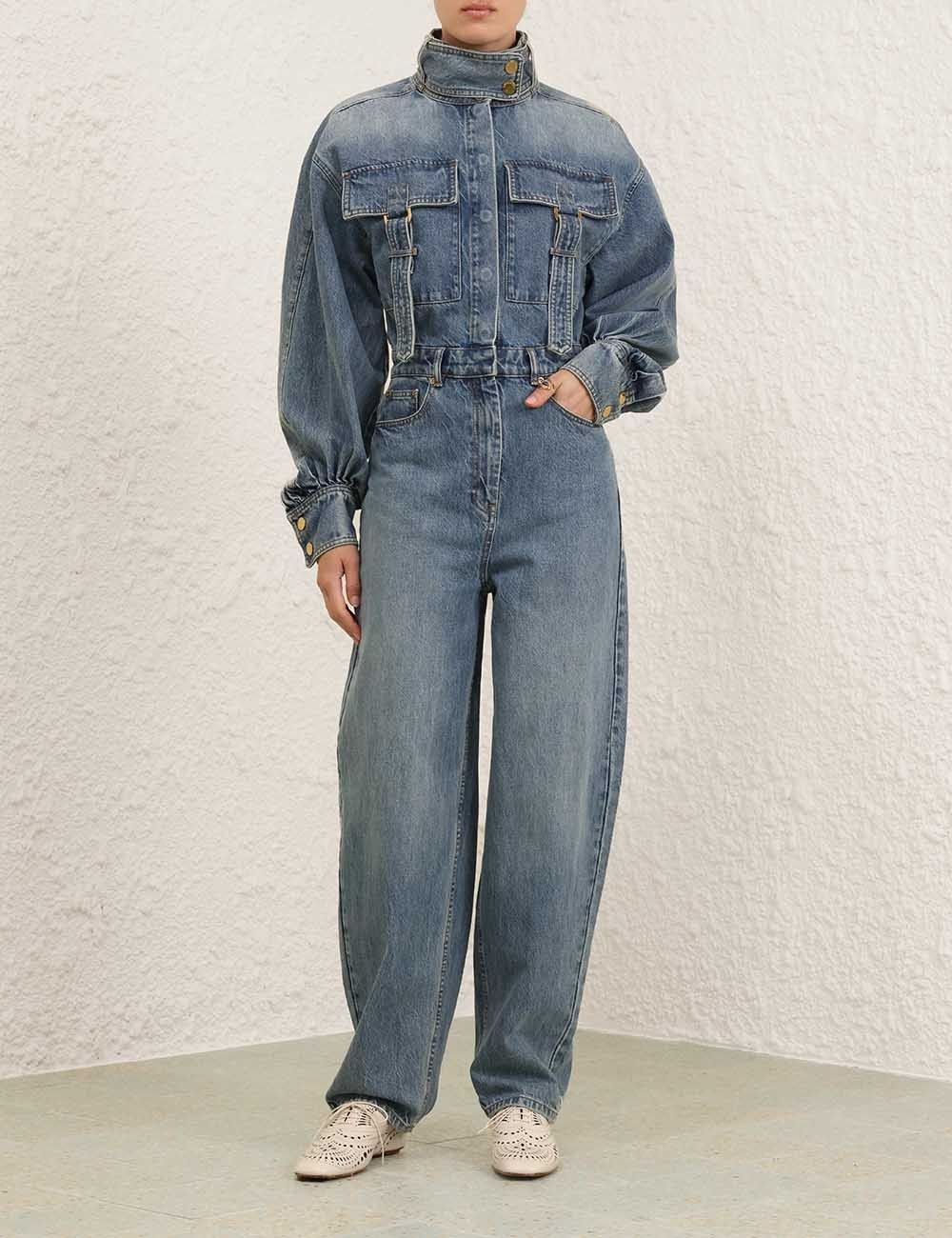 Zimmermann oc11z0925 Illustration Denim Boilersuit in Blue Size 30" / US 8 / IT 44 - 7 Thumbnail