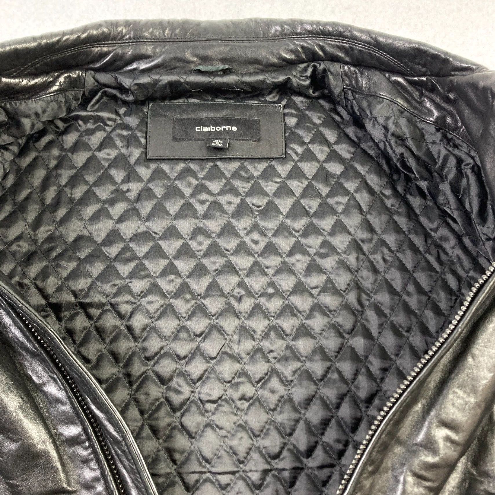 Liz Claiborne Claiborne Leather Jacket Mens XL Quilted Adjustable Waist Biker Size US XL / EU 56 / 4 - 6 Thumbnail