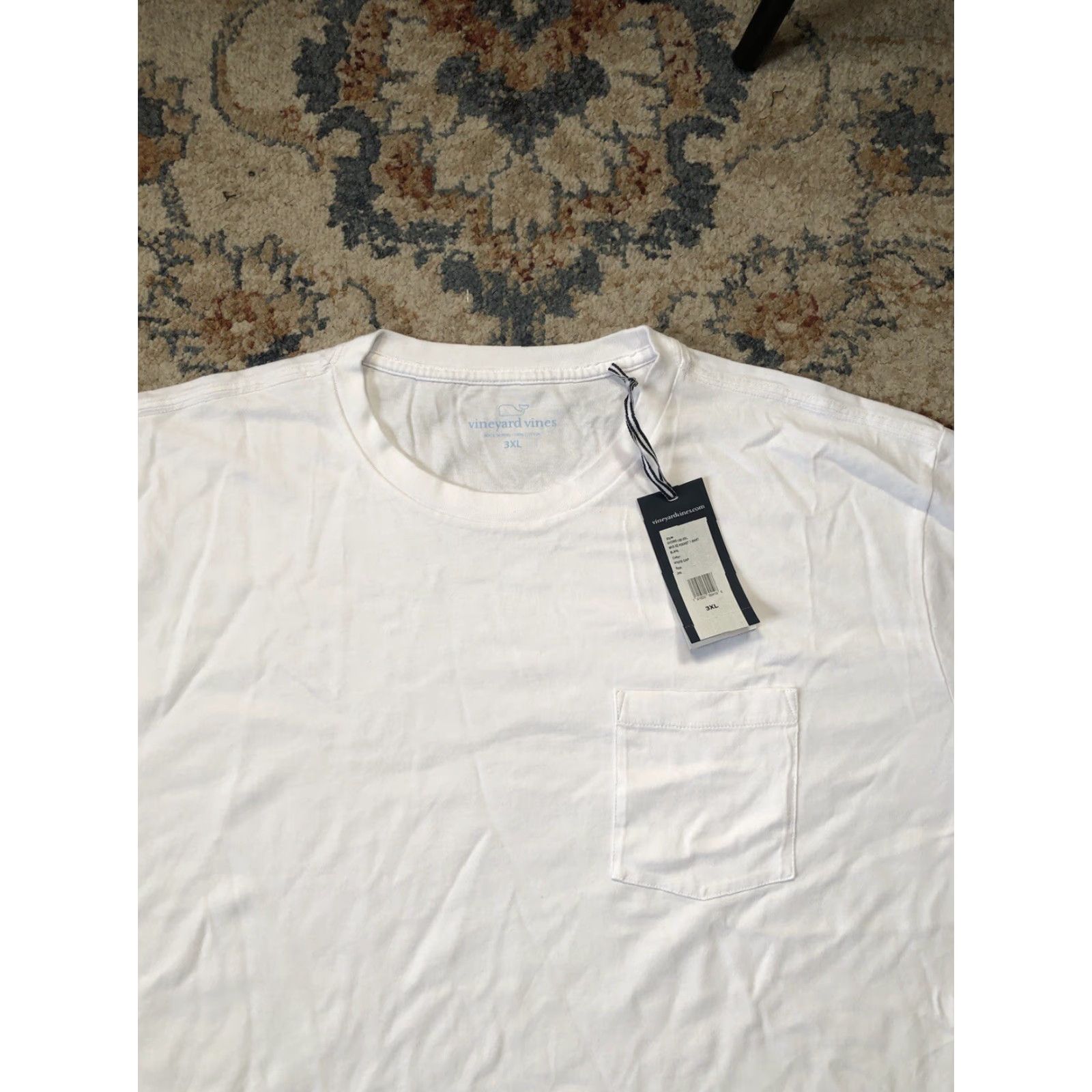 Vineyard Vines Vineyard Vines Mens T-Shirt White Solid Pocket 100% Cotton XXXLCrew Neck Short Sleeve NWT Size US XXL / EU 58 / 5 - 2 Thumbnail