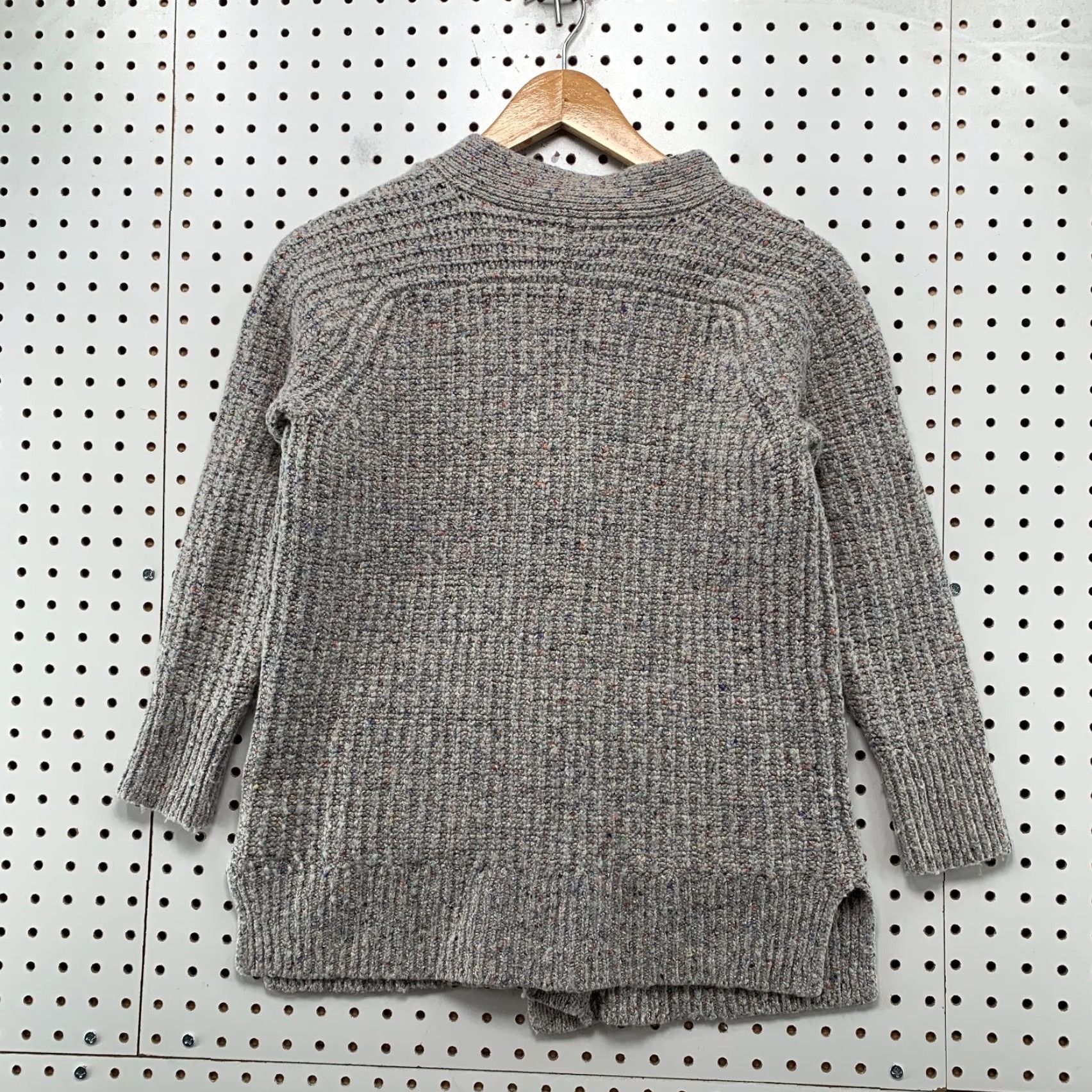 VINTAGE Madewell Wool Silk Cardigan Sweater Womens XS Rib Knit Speckled Pockets