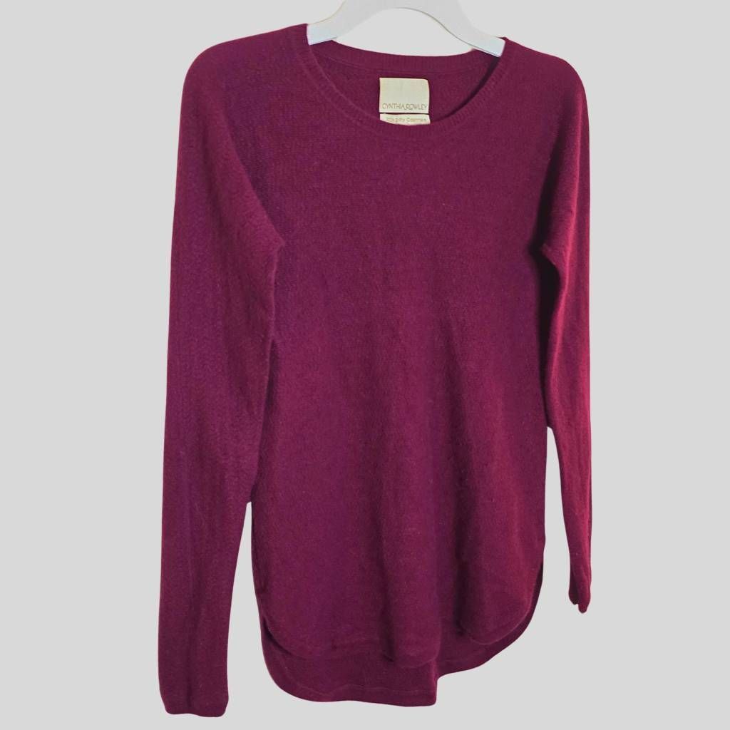 Cynthia Rowley Cynthia Rowley 100% Cashmere Sweater Burgundy Wine Split Hem Size M / US 6-8 / IT 42-44 - 5 Thumbnail