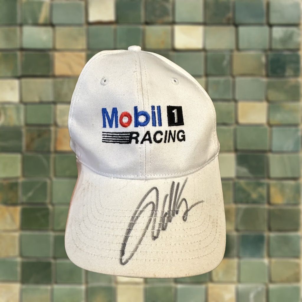 NASCAR Mobil 1 Racing Adjustable Hat Rusty Wallace Autographed Baseball Cap Men One Size White Velcrostrap 100% Cotton Nascar Logo Vintage No Size ONE SIZE - 1 Thumbnail