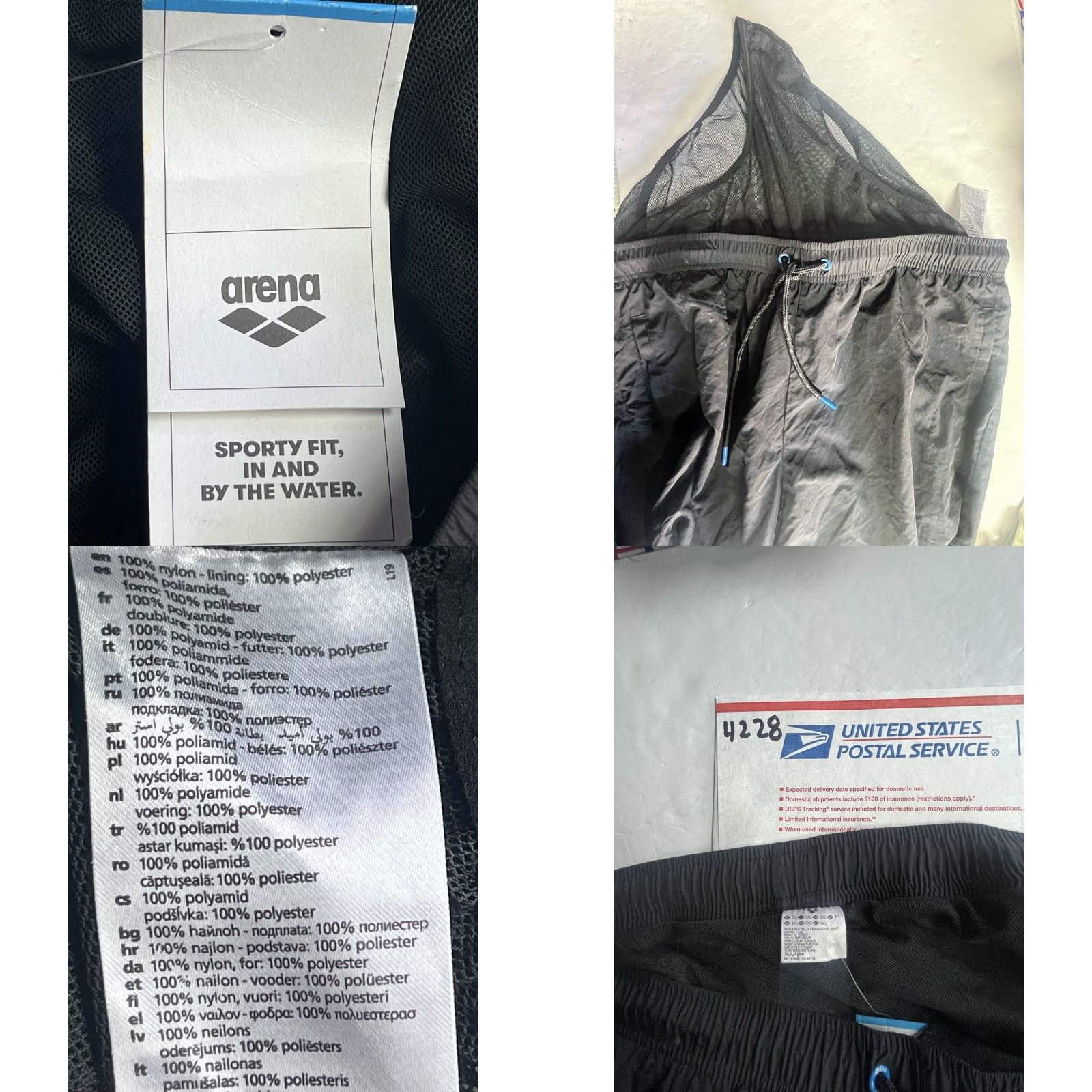 Vintage NWT Arena Shorts Black Drawstring Lined Trainer Men's size 3XL Size US 39 - 8 Thumbnail
