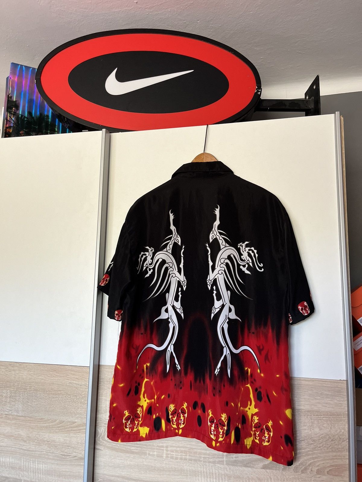 Vintage Vintage 90’s Hell Fire Skull Skeleton Graphic Shirt Opium Size US L / EU 52-54 / 3 - 7 Thumbnail