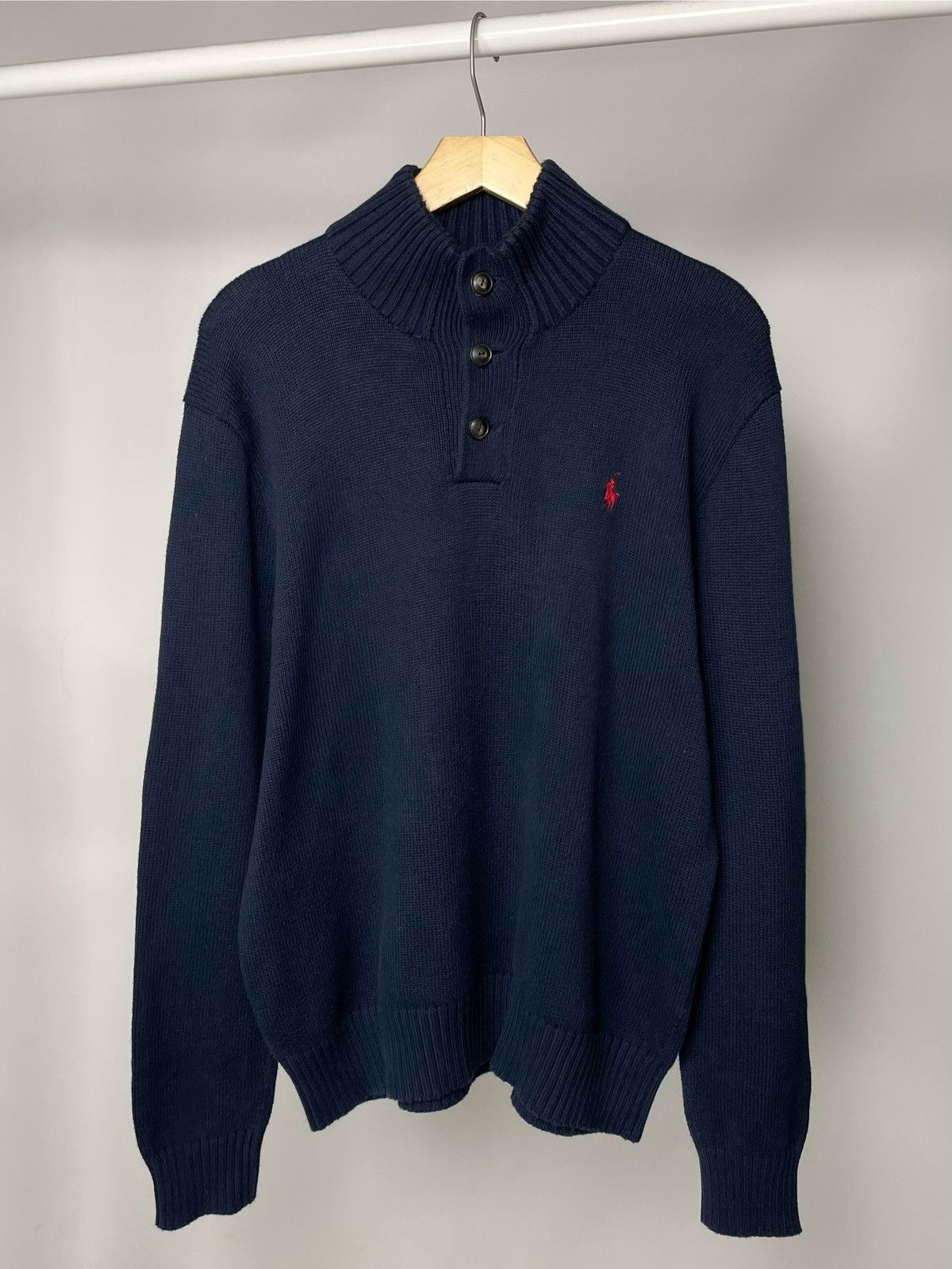 Polo Ralph Lauren Polo by Ralph Lauren High Collar Button up Blue Sweater Knit Size US M / EU 48-50 / 2 - 2 Thumbnail