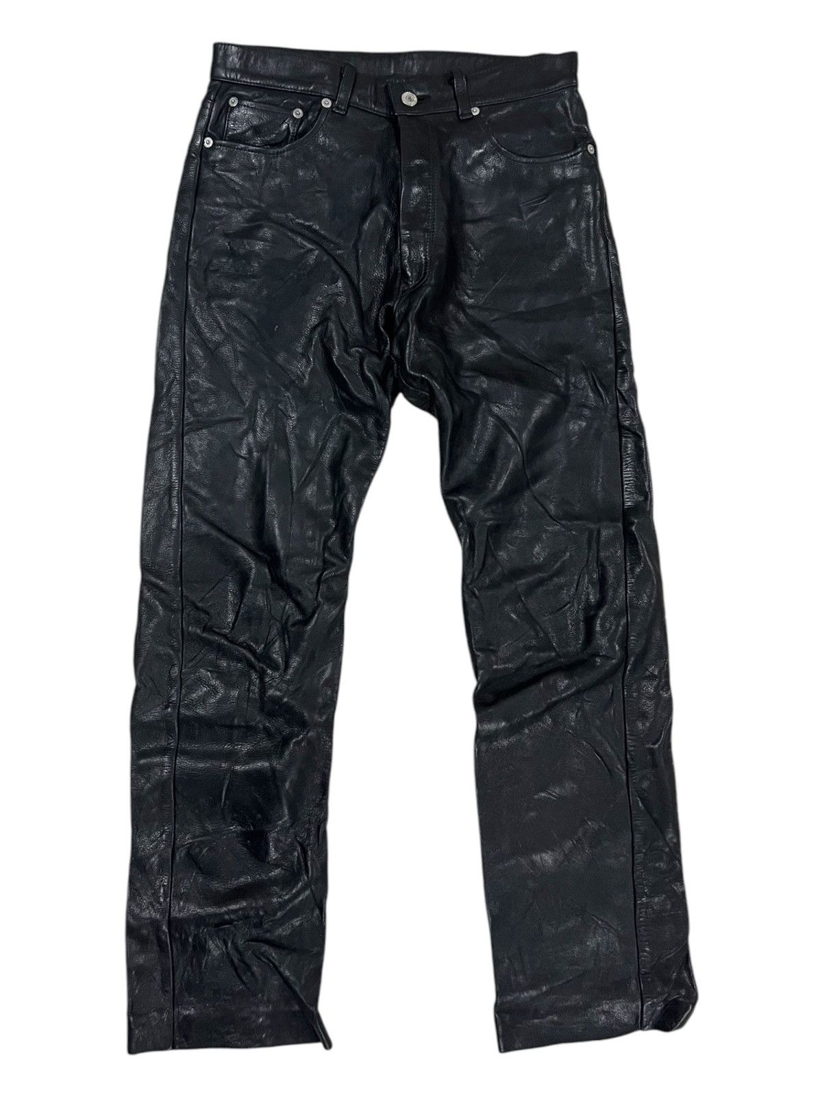 Genuine Leather 🇯🇵 Leather Craft FREEDOM Cowhide Shiny Leather Biker Pants Size US 29 - 2 Thumbnail