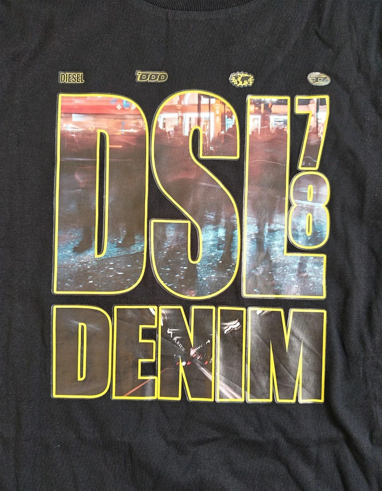 Diesel DIESEL Black T-shirt with DSL 78 Denim print T 4188 Size US XS / EU 42 / 0 - 3 Thumbnail