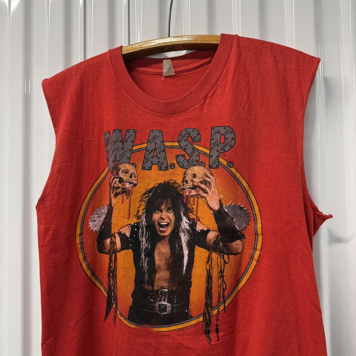 Vintage RARE Vintage 80s WASP Fucked Up Double Sided Cutoff Band Tee Size US L / EU 52-54 / 3 - 1 Thumbnail