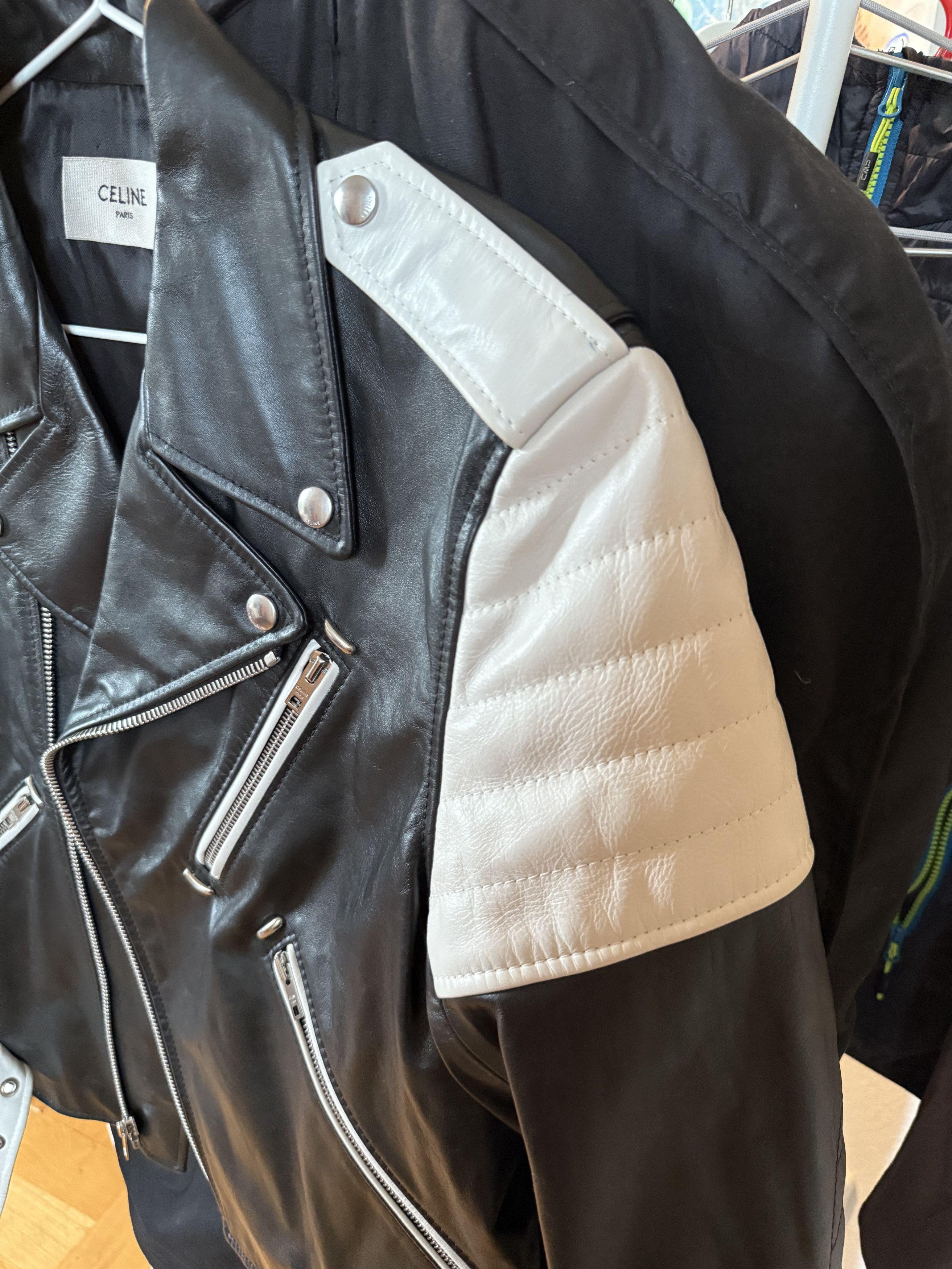 Celine Black/White Biker Jacket Size US M / EU 48-50 / 2 - 11 Thumbnail