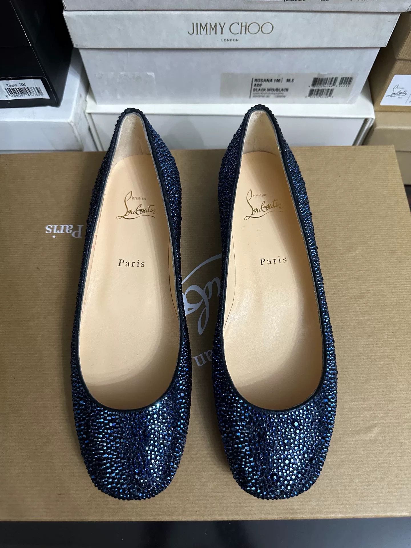 Christian Louboutin Christian Louboutin Blue Diamond Red Sole Flats 39 Size US 8 / IT 38 - 1 Thumbnail