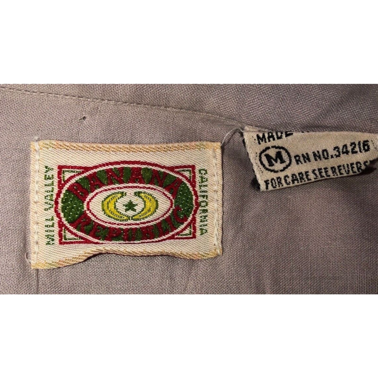 Banana Republic BANANA REPUBLIC Shirt Men Button-Front Short Sleeve Beige Medium M Size US M / EU 48-50 / 2 - 4 Thumbnail