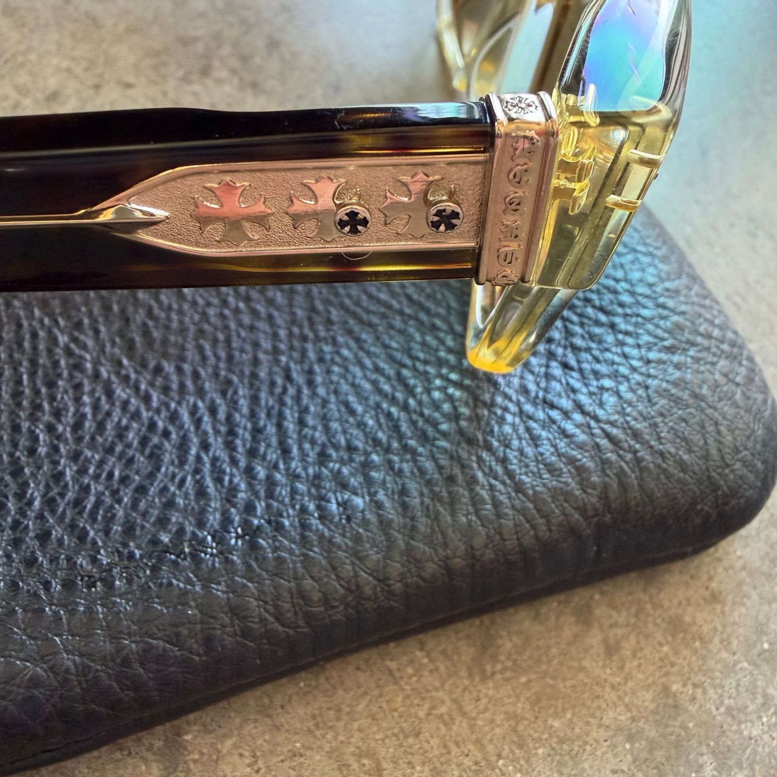 Chrome Hearts Chrome Hearts Dick Fitzener 18K Plated Tortoise Glasses Size ONE SIZE - 10 Thumbnail