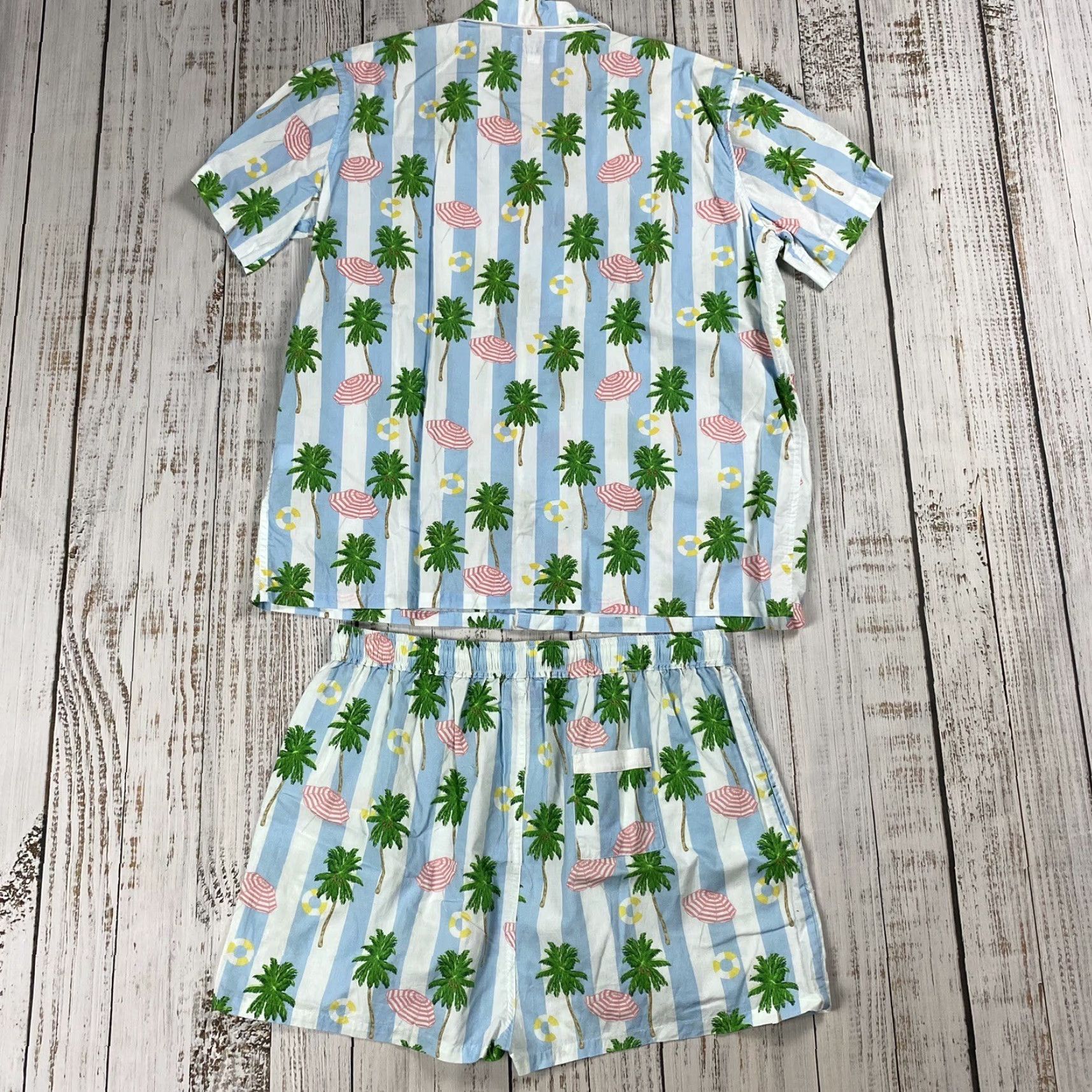 Vintage SANT AND ABEL Blue Striped Beach Pajama Set Women M Short Sleeve Button Front Size M / US 6-8 / IT 42-44 - 8 Thumbnail