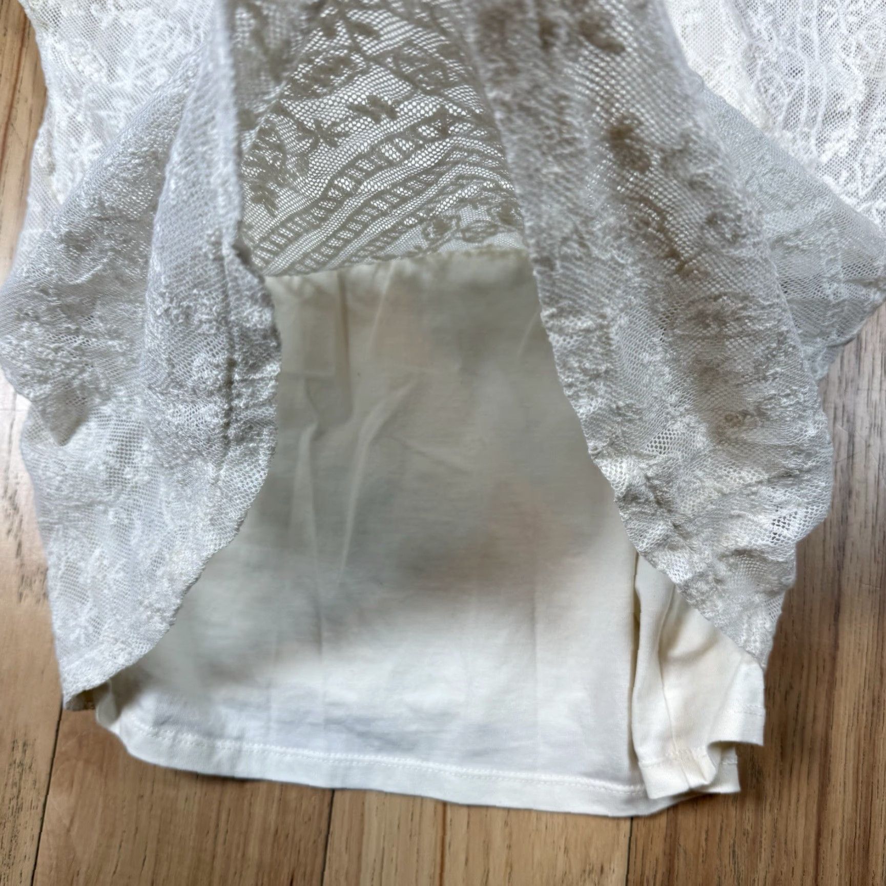 Ralph Lauren Lauren Ralph Lauren Blouse Women L Knit Crochet Lace Overlay Scoop Neck White (Summer) Size L / US 10 / IT 46 - 5 Thumbnail
