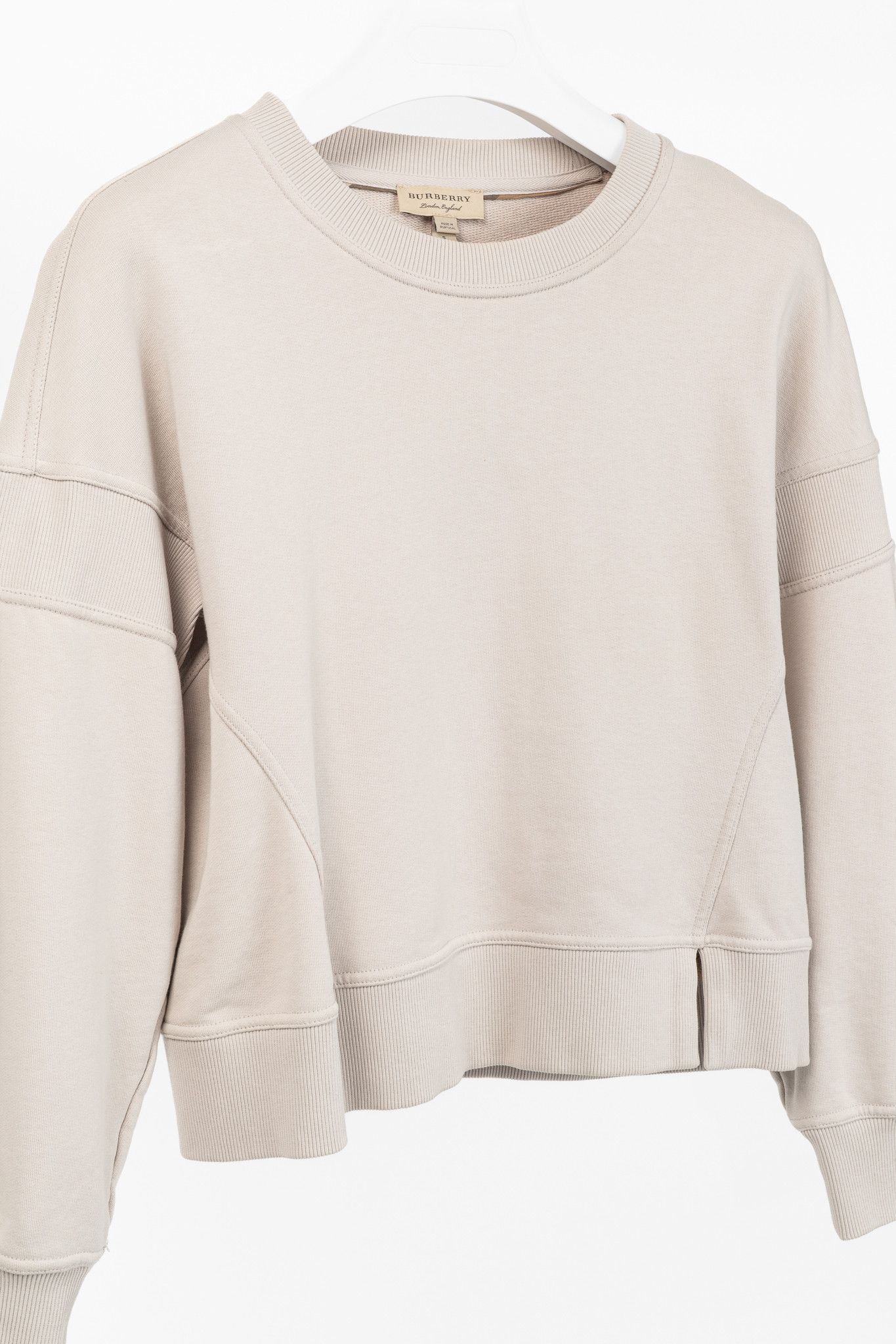 Burberry Burberry Beige Cotton French-Terry Ribbed-Trim Sweatshirt Size S / US 4 / IT 40 - 3 Thumbnail