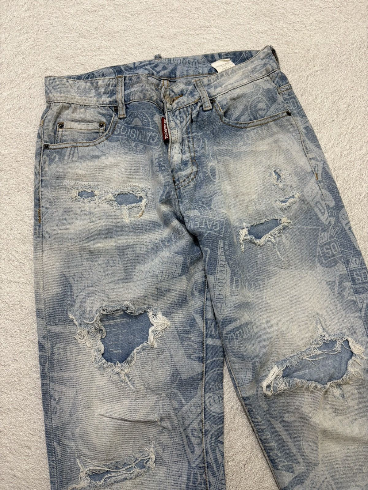 Dsquared2 2000s Dsquared distressed fullprint denim pants y2k style Size US 30 / EU 46 - 3 Thumbnail