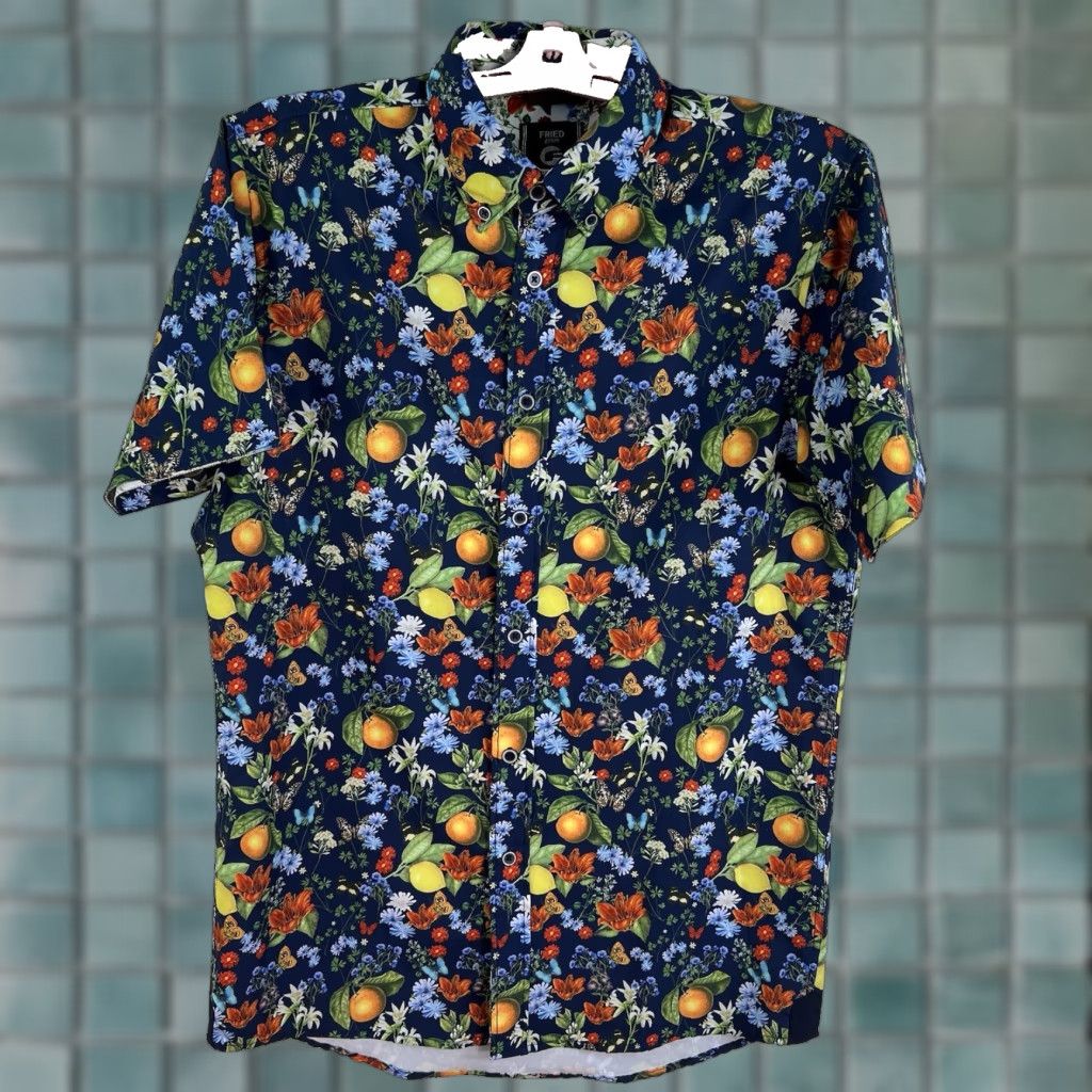 Vintage Fried Denim Button-Down Mens Floral Blue 2016 Collection S Size Button-Up Slimming Casual Shirt Size US S / EU 44-46 / 1 - 1 Thumbnail