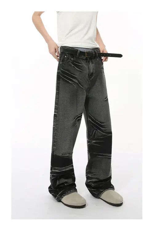 Hypebeast × Japanese Brand × Jean High street tie-dye fashion straight casual jeans Size US 32 / EU 48 - 3 Thumbnail