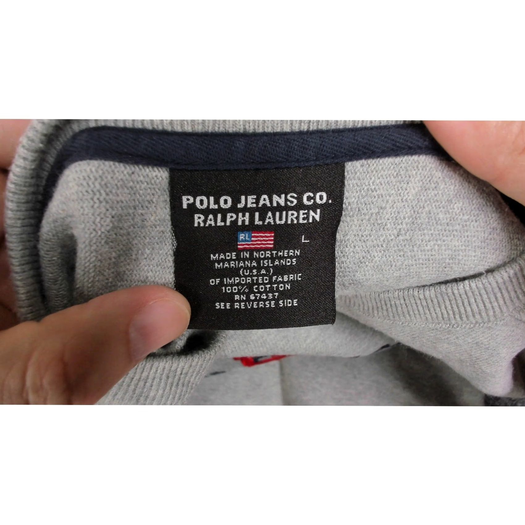 Ralph Lauren VINTAGE Polo Jeans Co. by Ralph Lauren 67 Thermal Sweater Mens XL Gray Y2K 90s Patch Logo Elbow Patch Crew Neck Long Sleeve Knit Size US XL / EU 56 / 4 - 7 Thumbnail