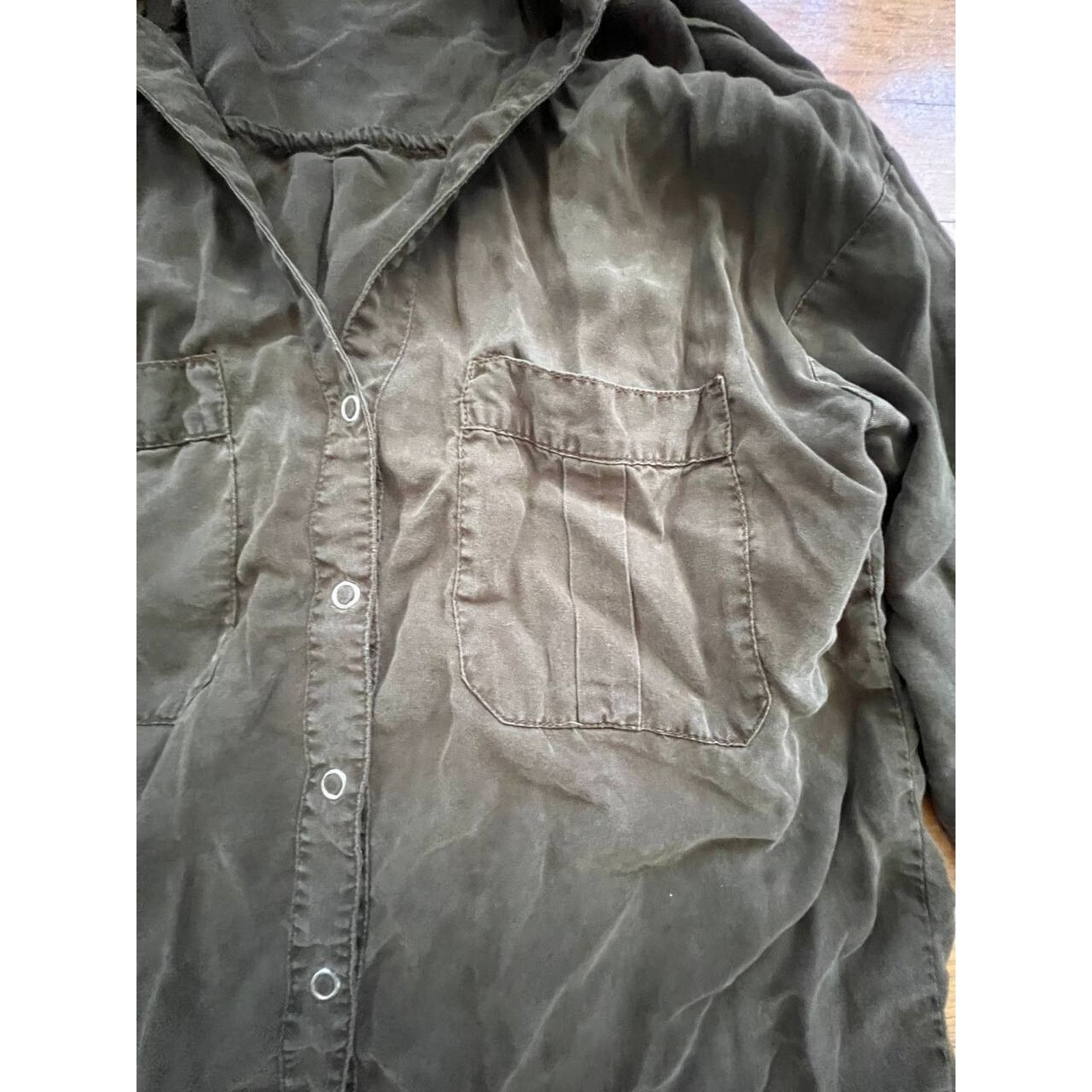 Zara ZARA DENIM Tencel Button Up Dark Snap Button Size XS A000821 Size XS / US 0-2 / IT 36-38 - 8 Thumbnail