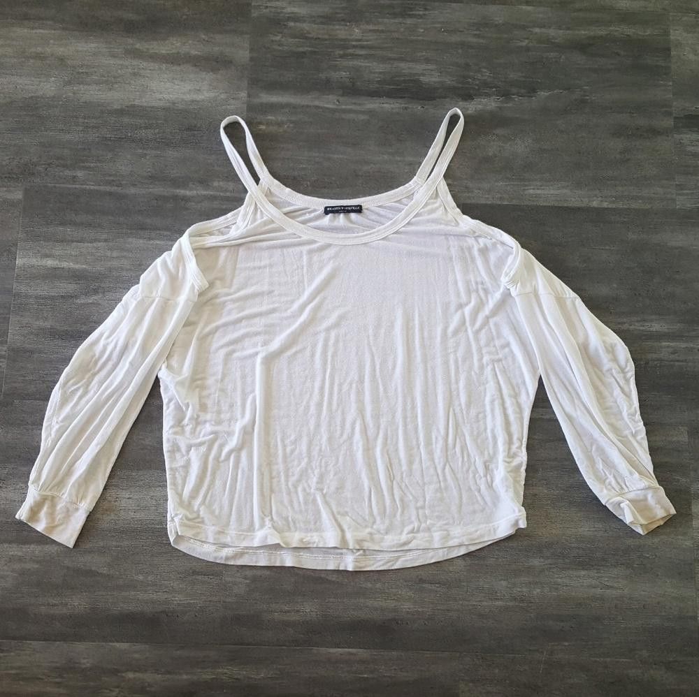 Designer White Open Shoulder Melville Long Sleeve Size ONE SIZE - 1 Thumbnail