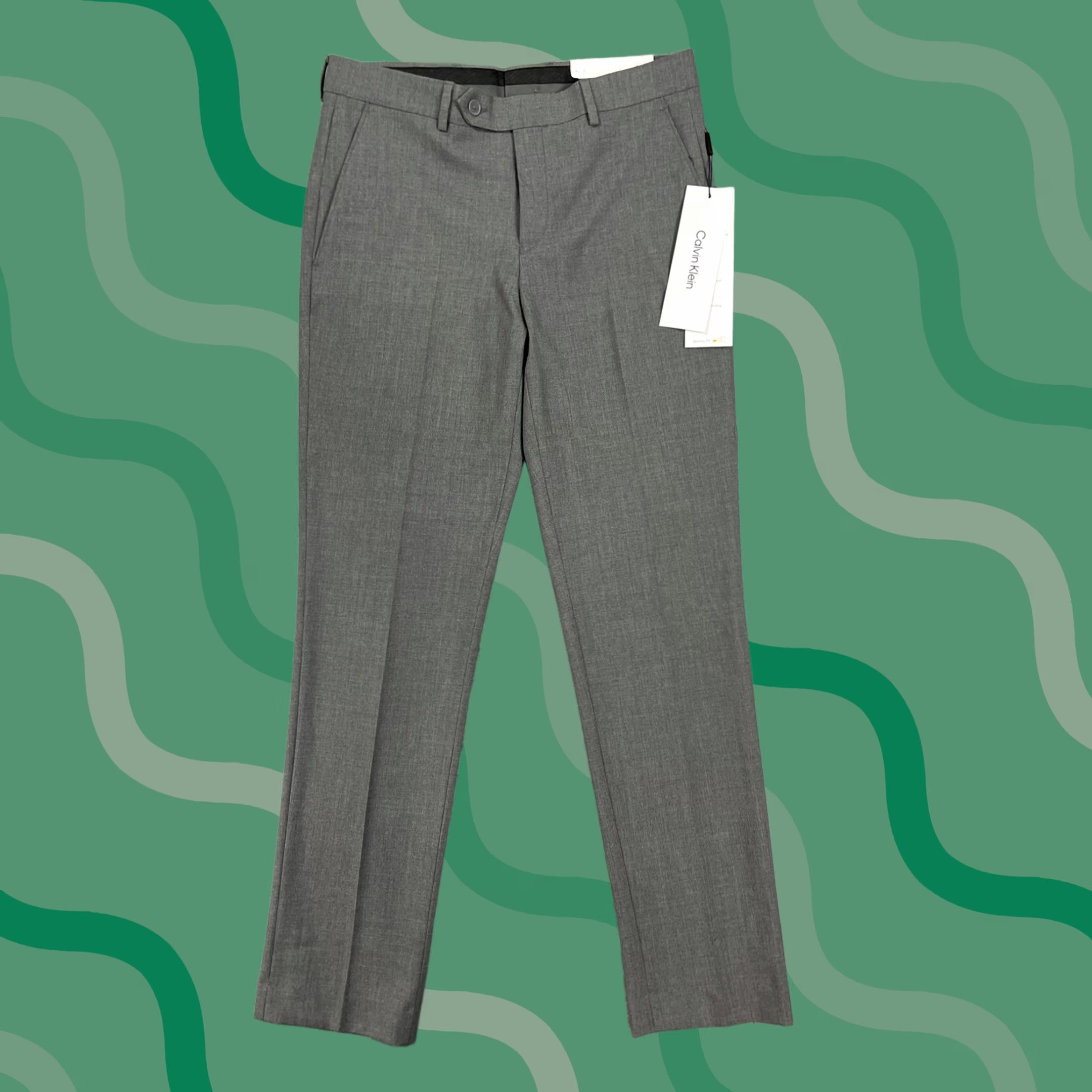 calvin klein grey dress pants Calvin Klein Men's Slim-Fit Wool-Blend Stretch Suit Pants - Light Grey